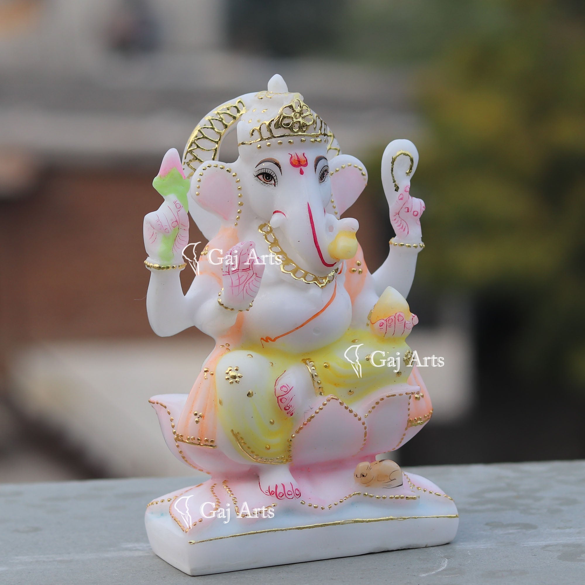 White Marble Ganpati Idol | 7 Inch