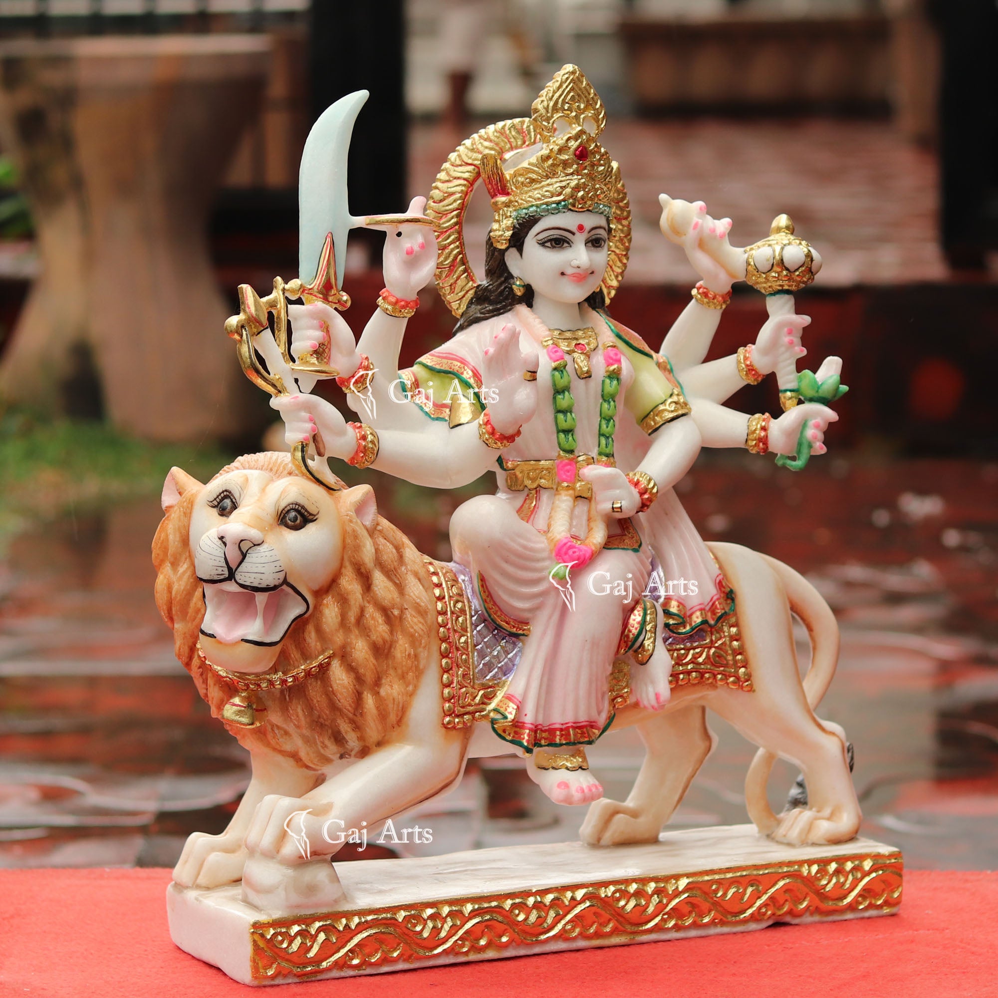 Makrana Marble Durga Mata Idol | 21 Inch