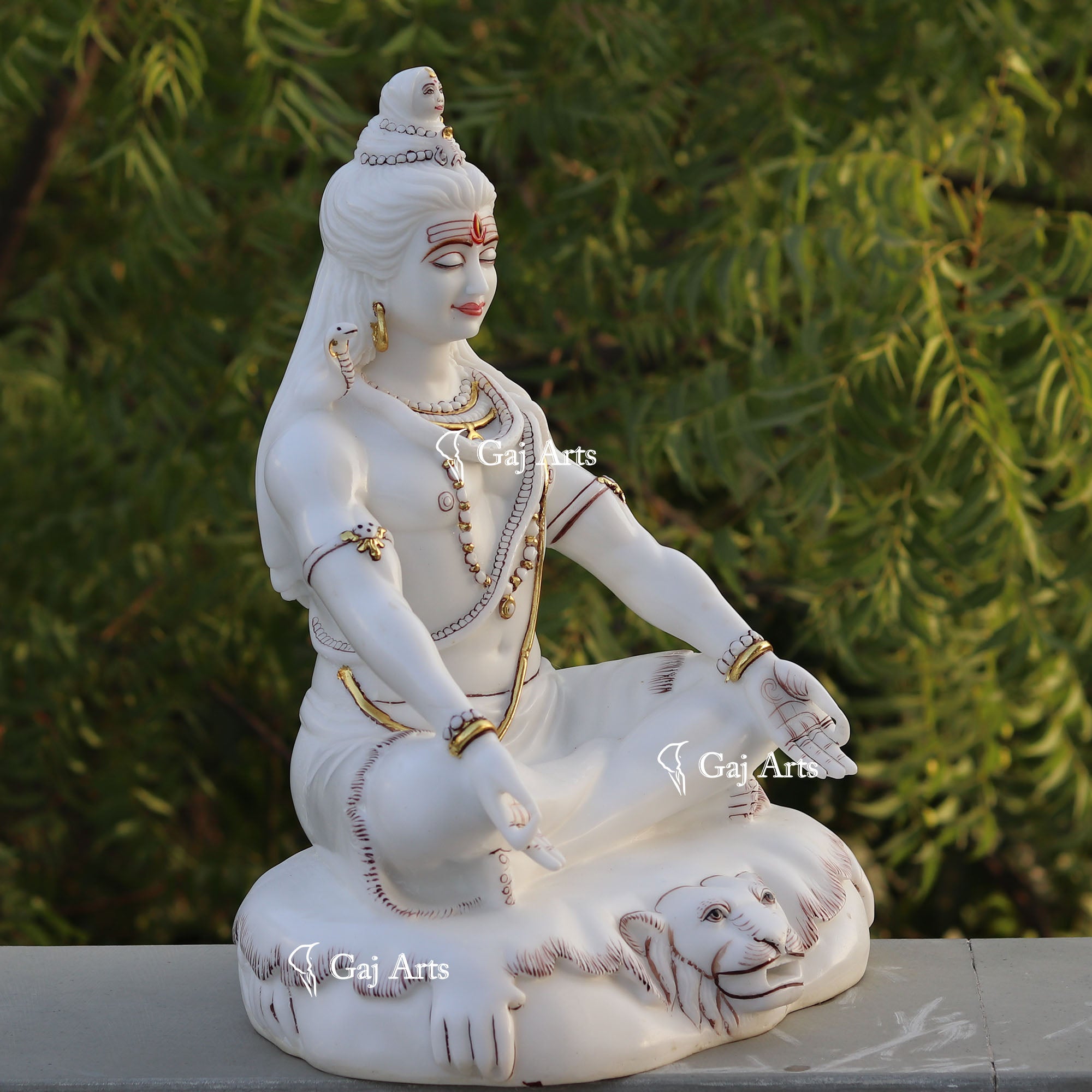 White Marble Ethiopia Shiva Statue | 18 Inch
