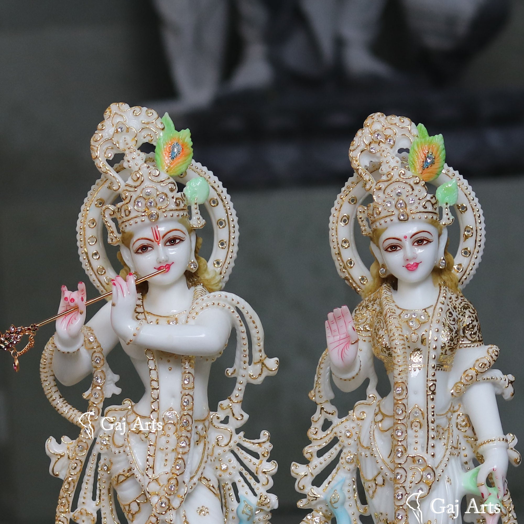 White Marble Radha Krishna Idol | 21 Inch