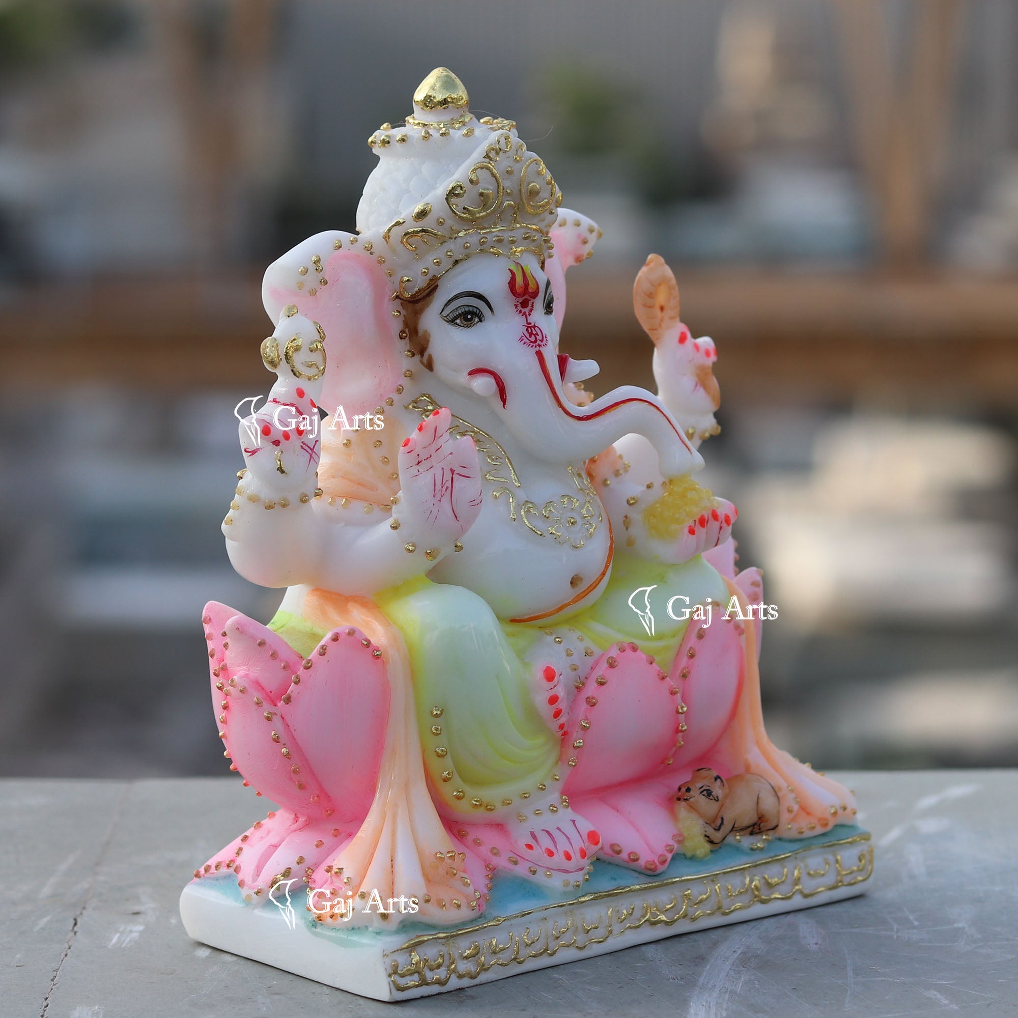 White Marble  Ethiopia Ganesh Murti | 7Inch
