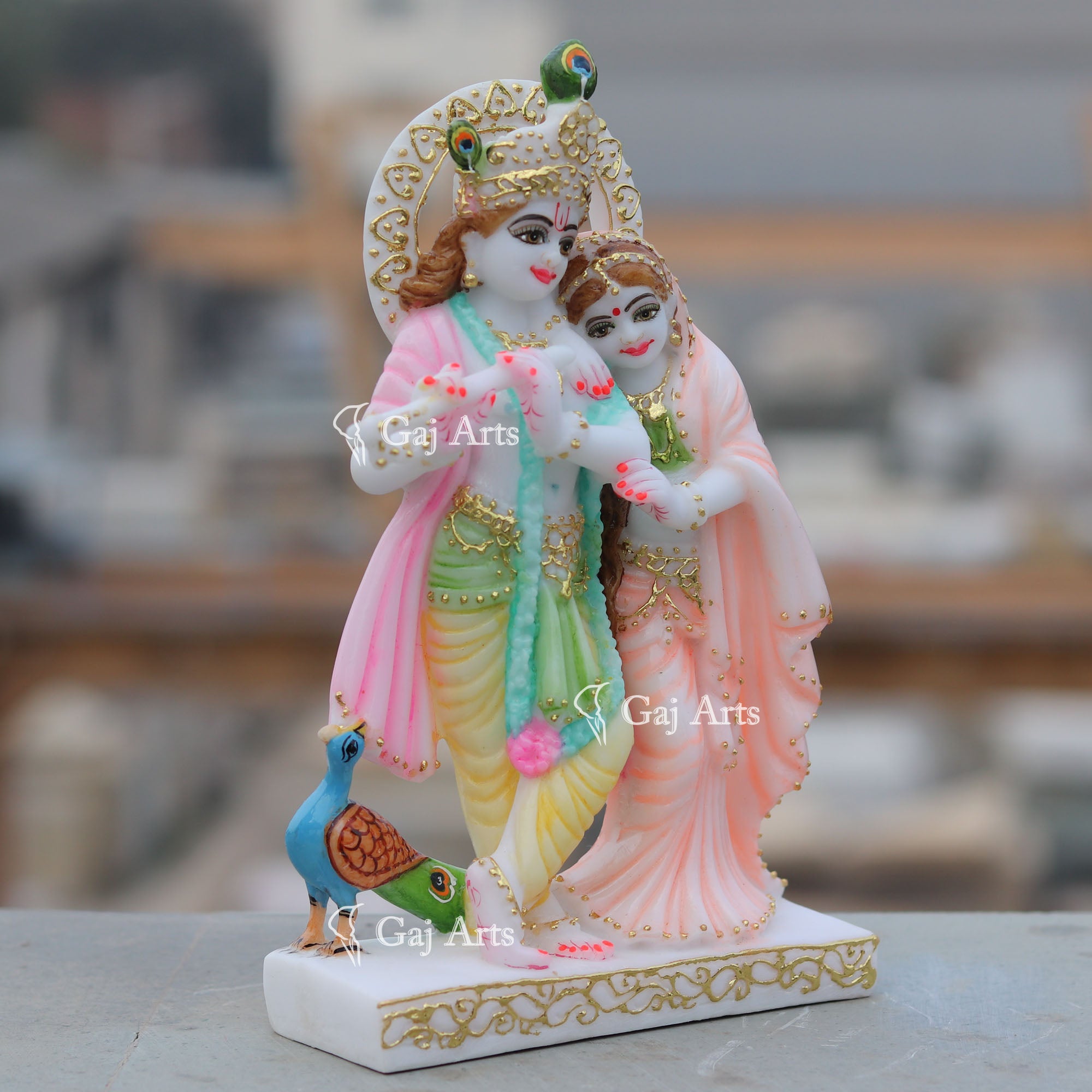 White Marble  Radha Krishna Jodi | 9 Inch