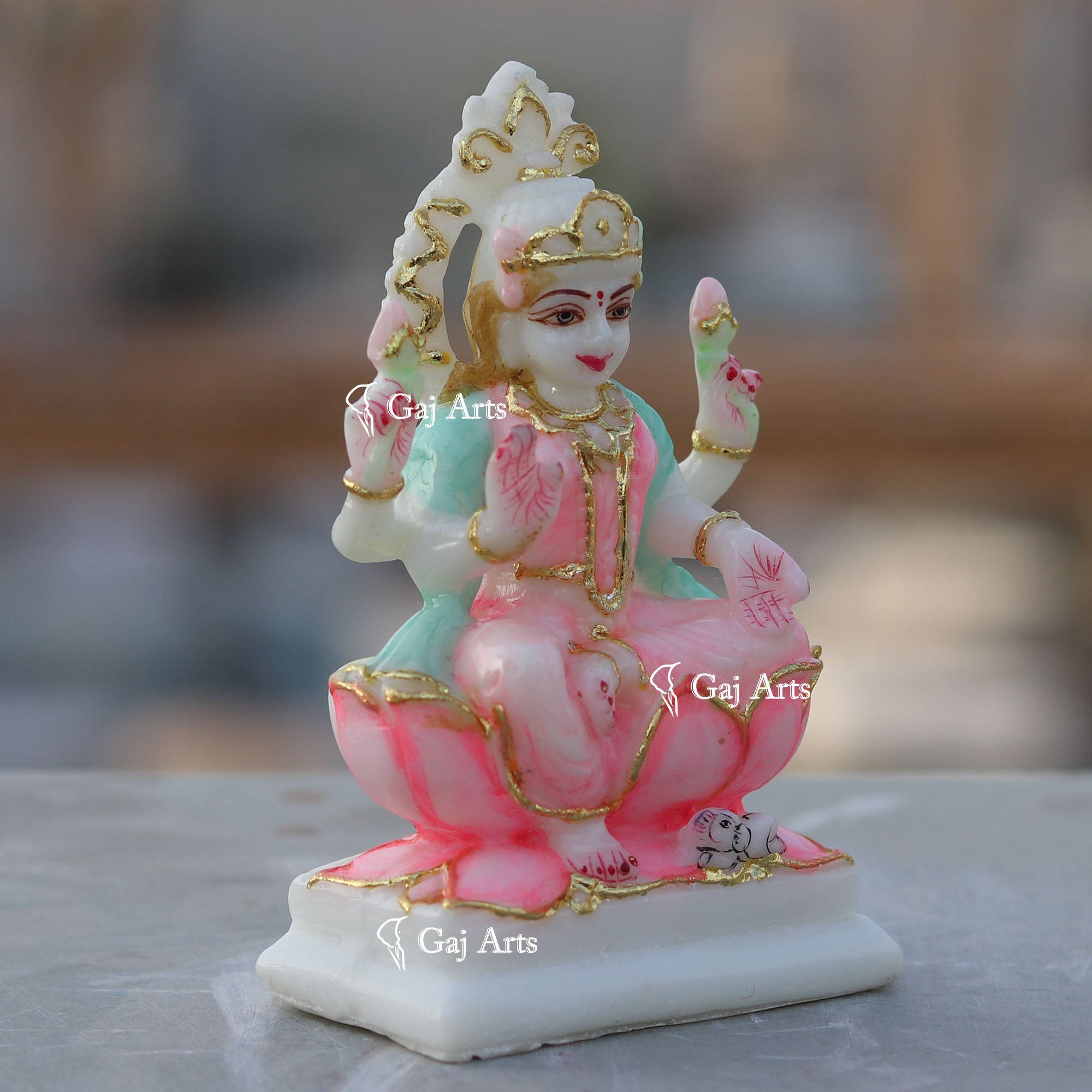 White Marble Ethiopia Lakshmi Mata Idol | 4 Inch