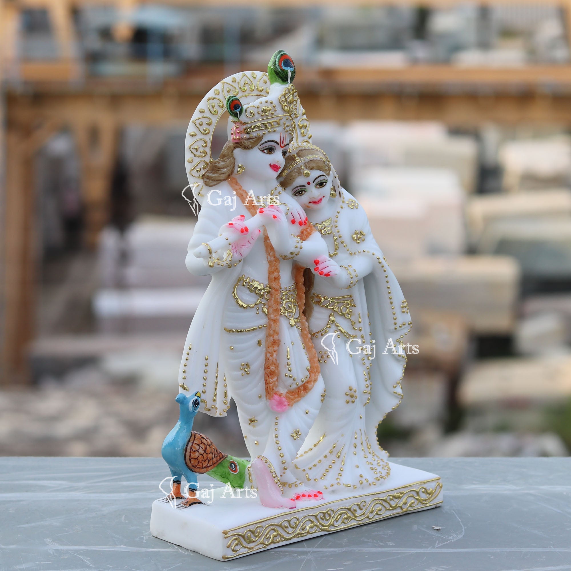 White Marble Radha Krishna Jodi | 12 Inch
