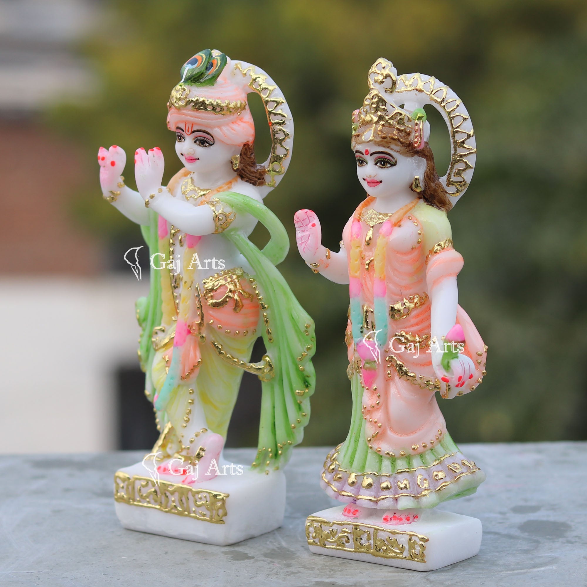 Colourful Standing Radha Krishna Idol | 7 Inch
