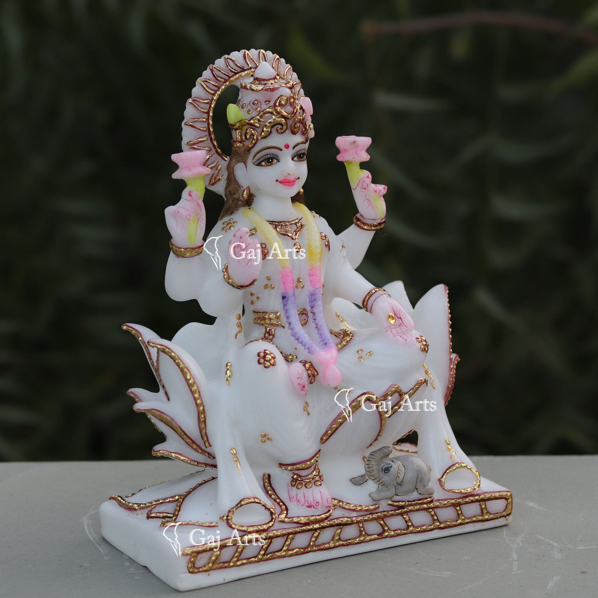 White Marble Lakshmi Mata Statue | 9 Inch