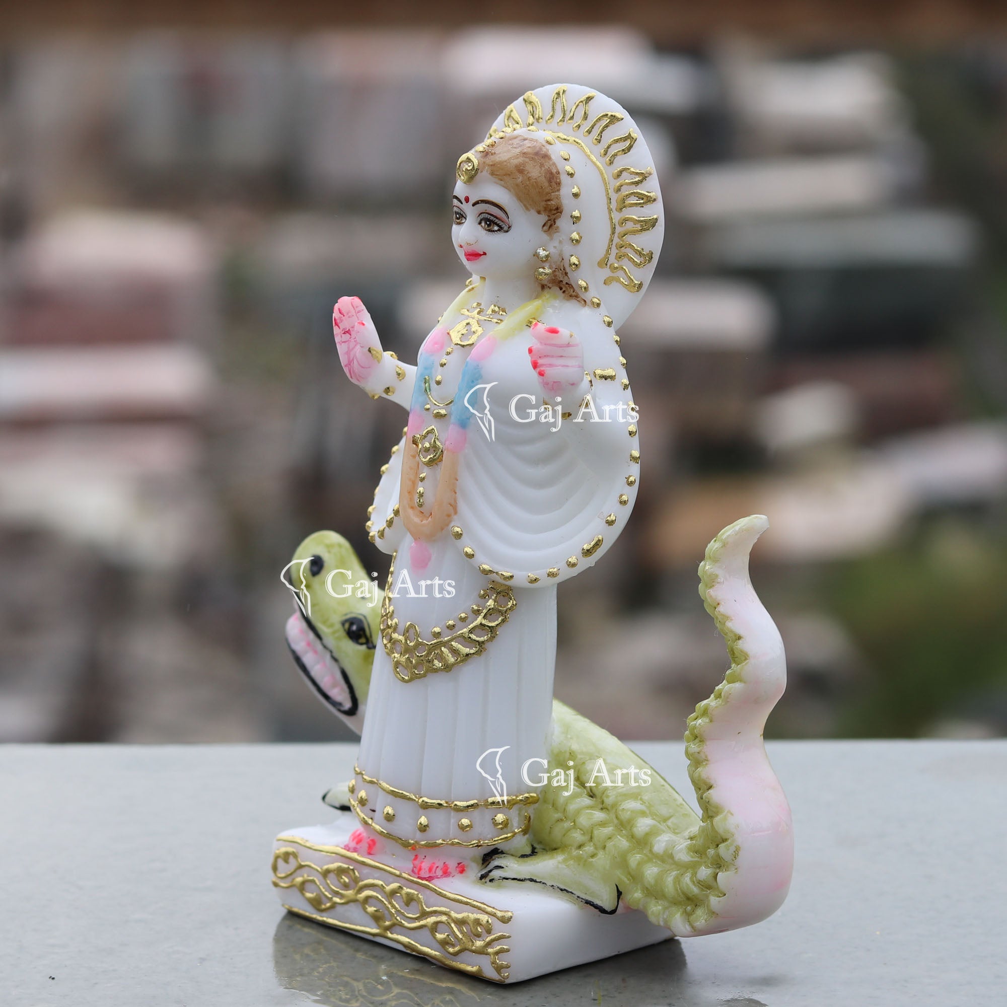 White Marble Khodiyar Maa Idol | 7 Inch