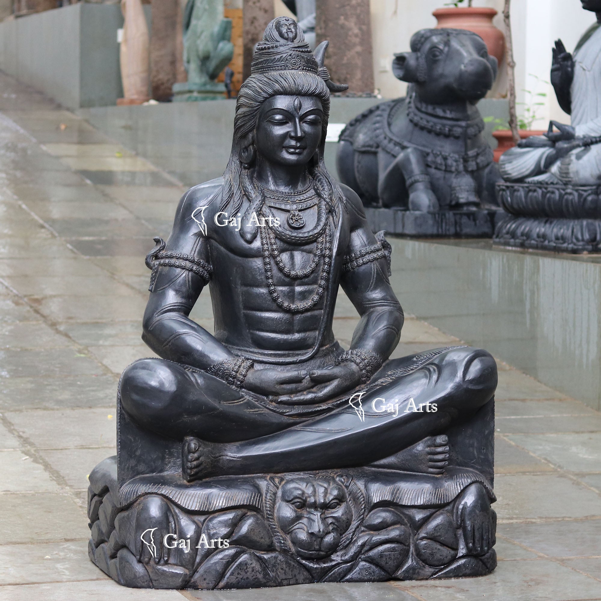 Black Marble Shiva Statue | 60 Inch