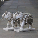 White Marble Korean Silver Elephant Statue | 24 Inch