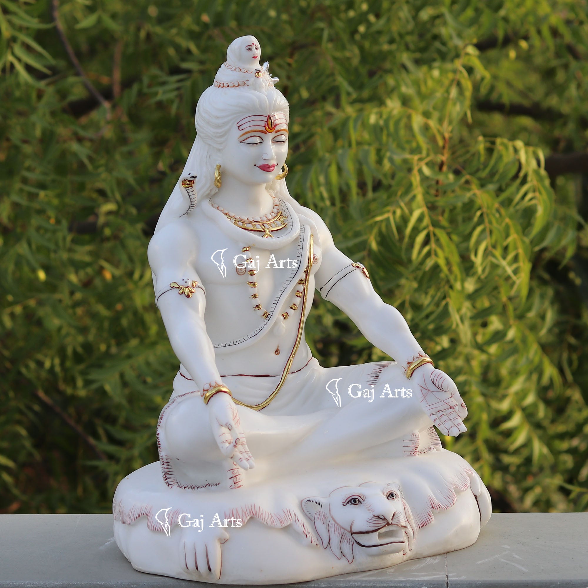 White Marble Ethiopia Shiva Statue | 18 Inch