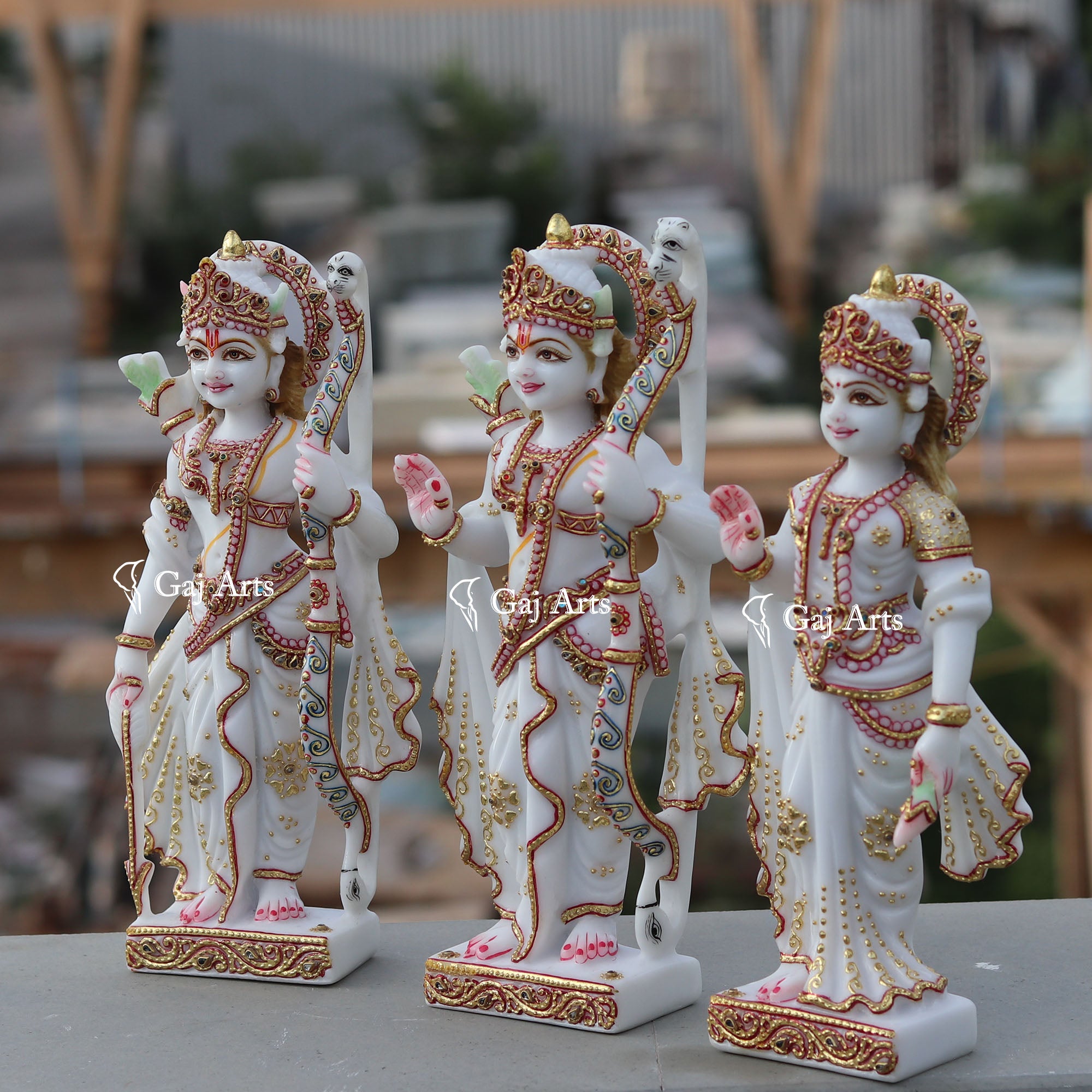 White Ethiopia Marble Ram Jodi Idol | 12 Inch