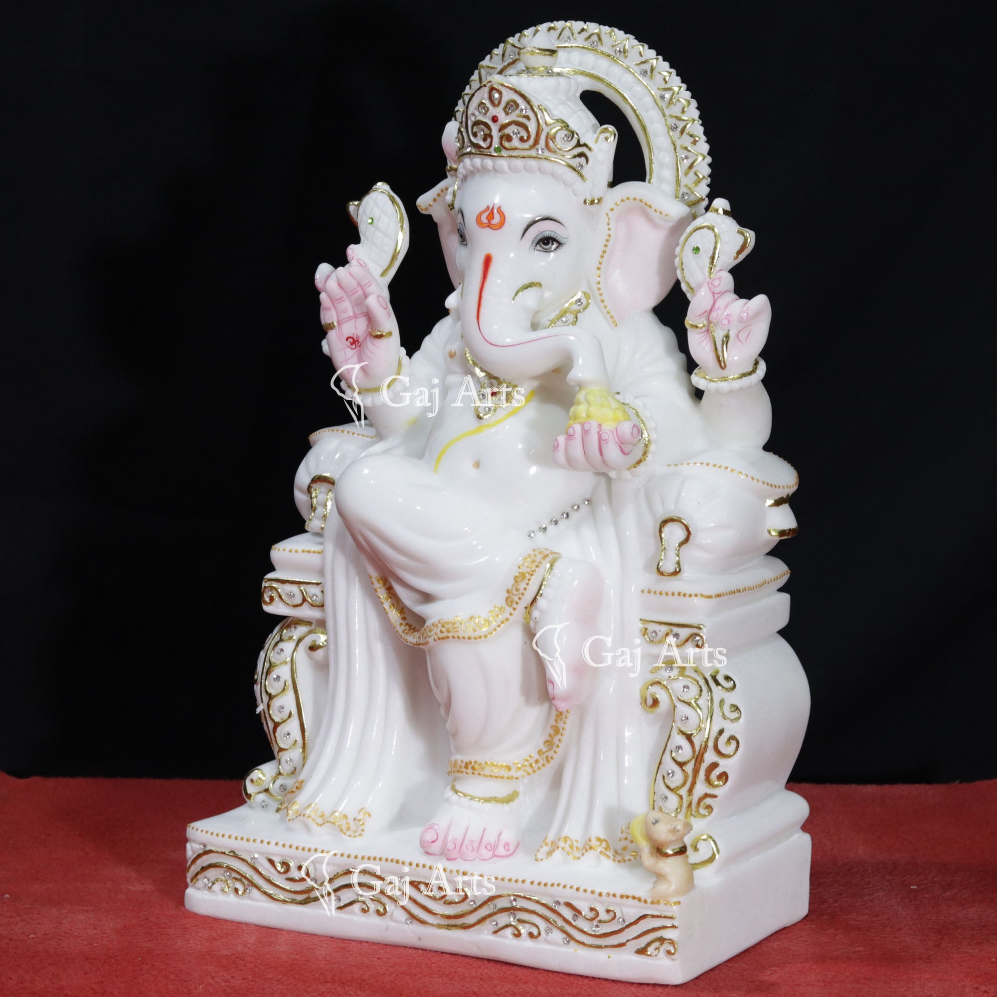 Super White Makrana Marble Ganesh Statue | 18 Inch