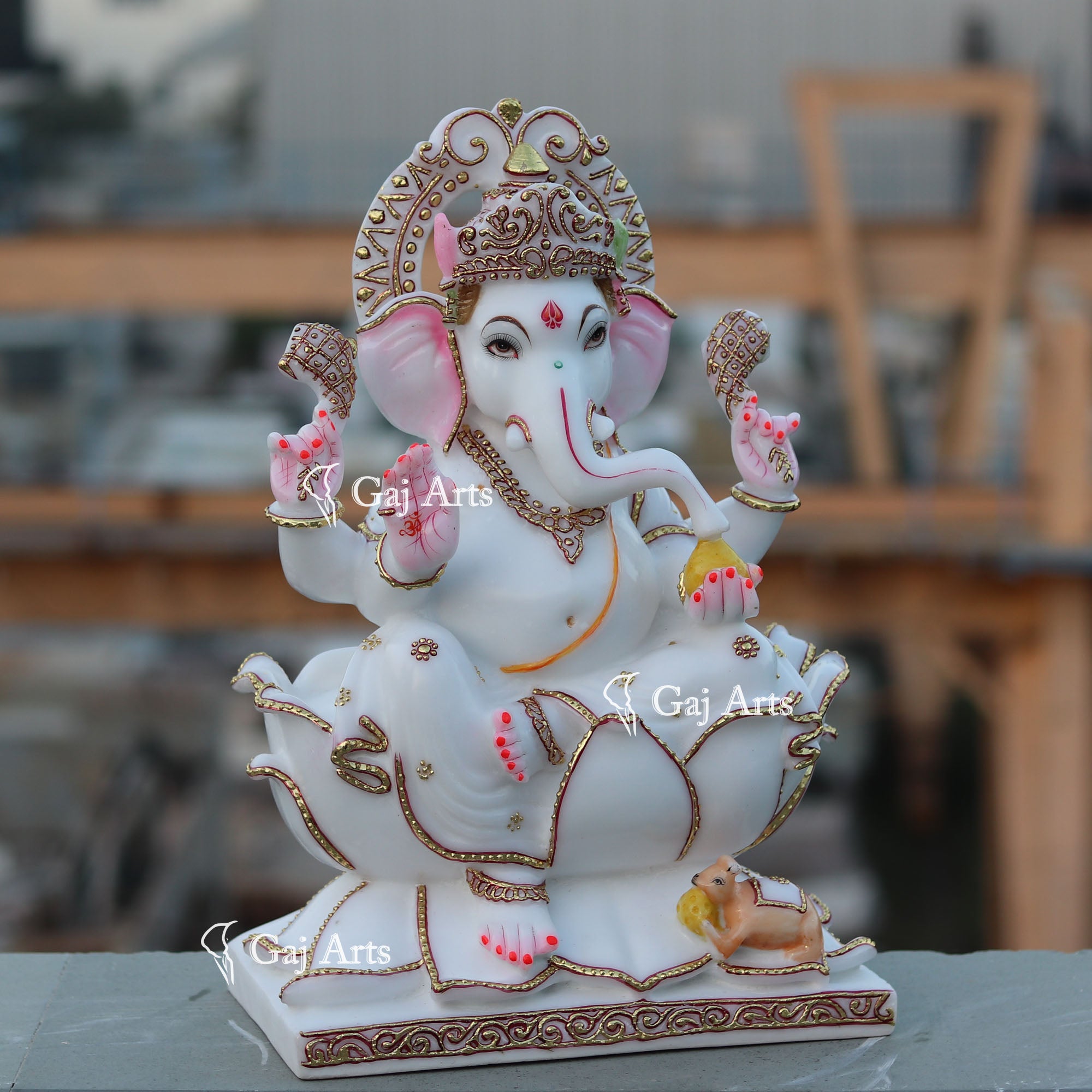 White Marble Ethiopia Ganesh Idol | 18 Inch