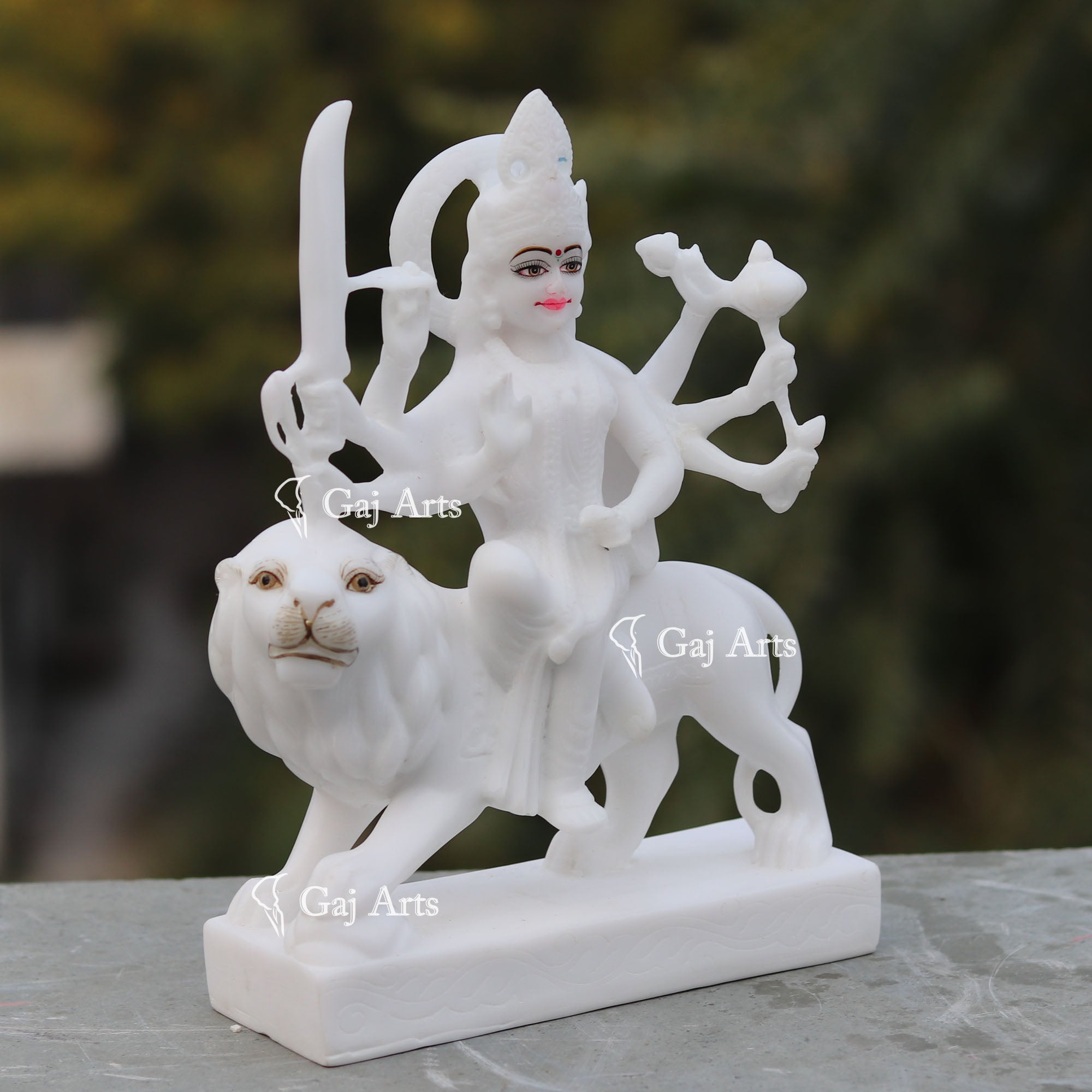 White Marble Durga Maa Idol | 9 Inch