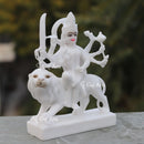 White Marble Durga Maa Idol | 9 Inch