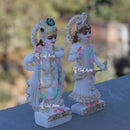 Gold Marble Radha Krishna Idol | 7 Inch
