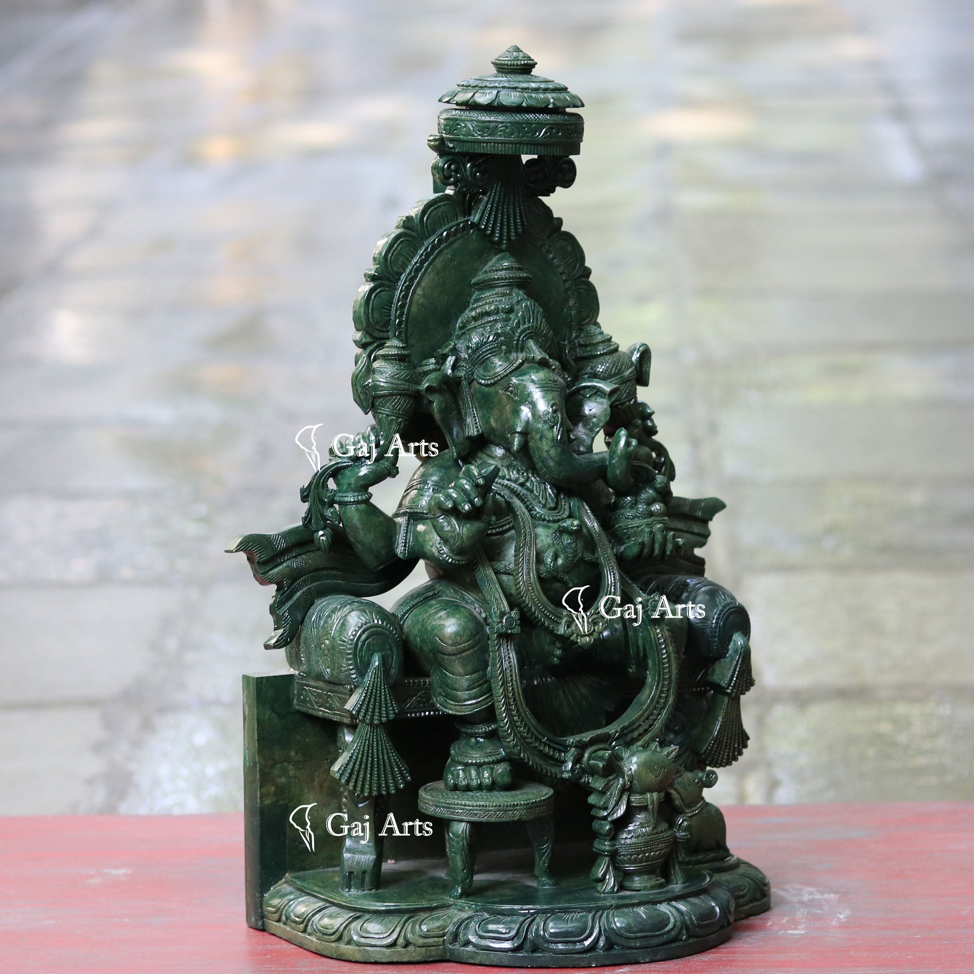 Natural Green Quartz Ganesh Murti | 21 Inch