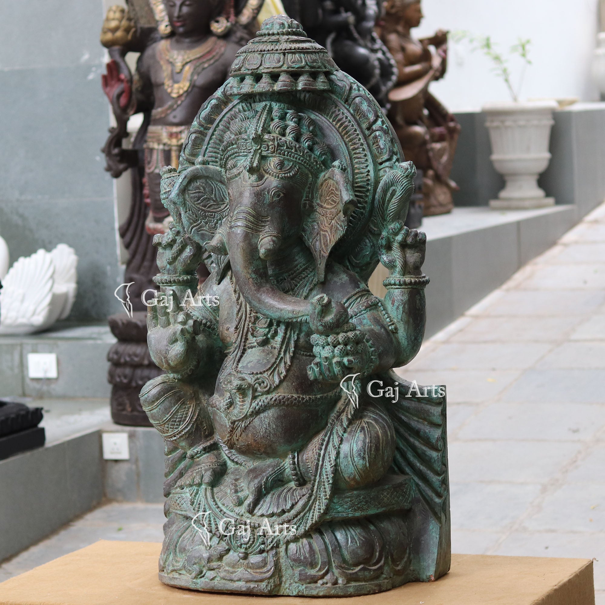 Green Sandstone Ganesh Statue | 48 Inch