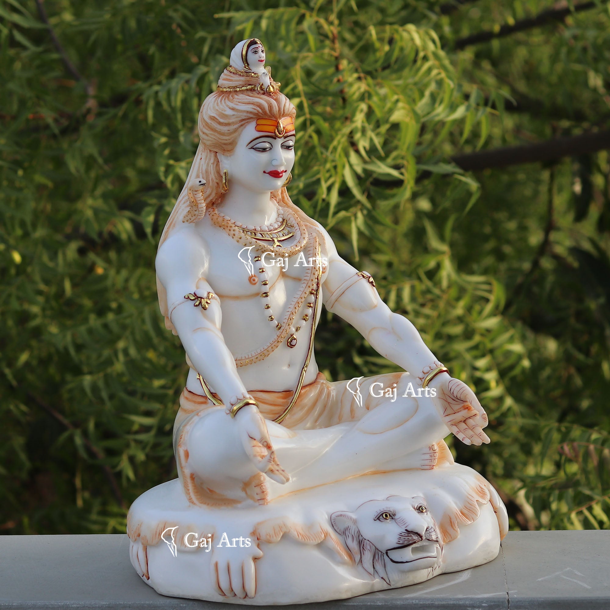White Marble Ethiopia Shiva Statue | 18 Inch