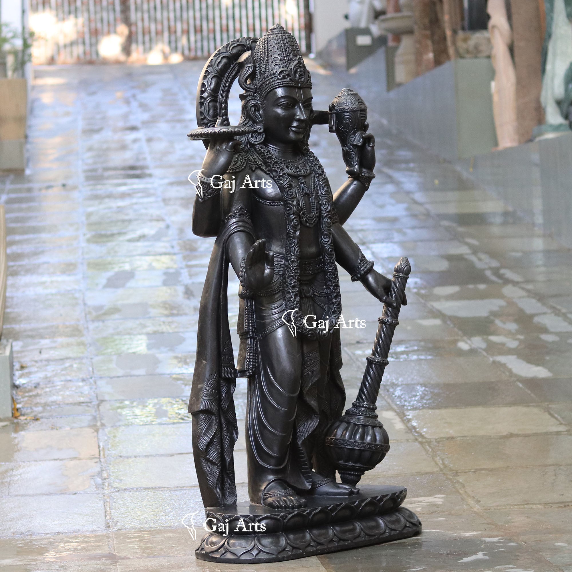 Black Marble Vishnu Ji Statue | 60 Inch
