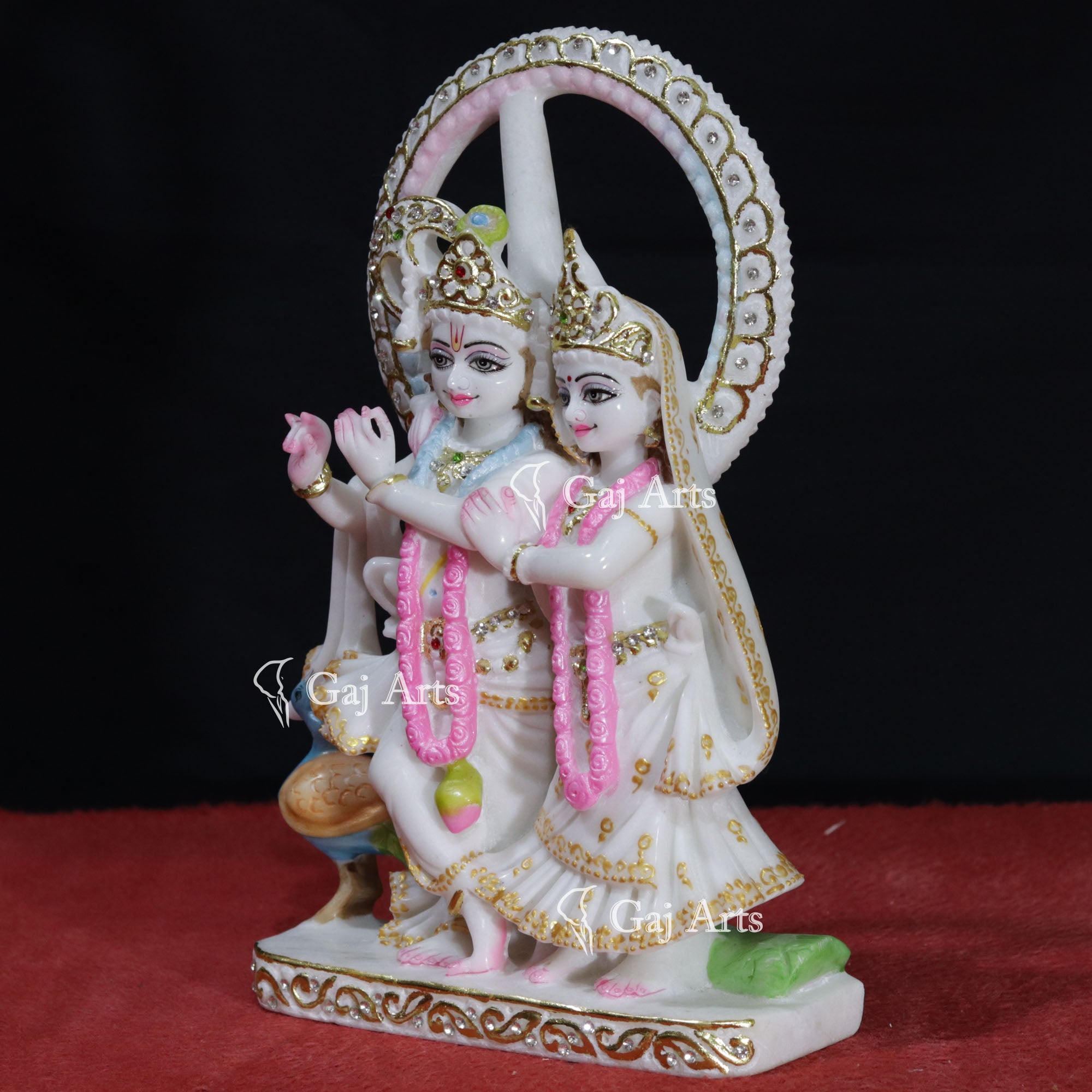 Super White Makrana Marble Radha Krishna Jugal Jodi Idol | 12 Inch