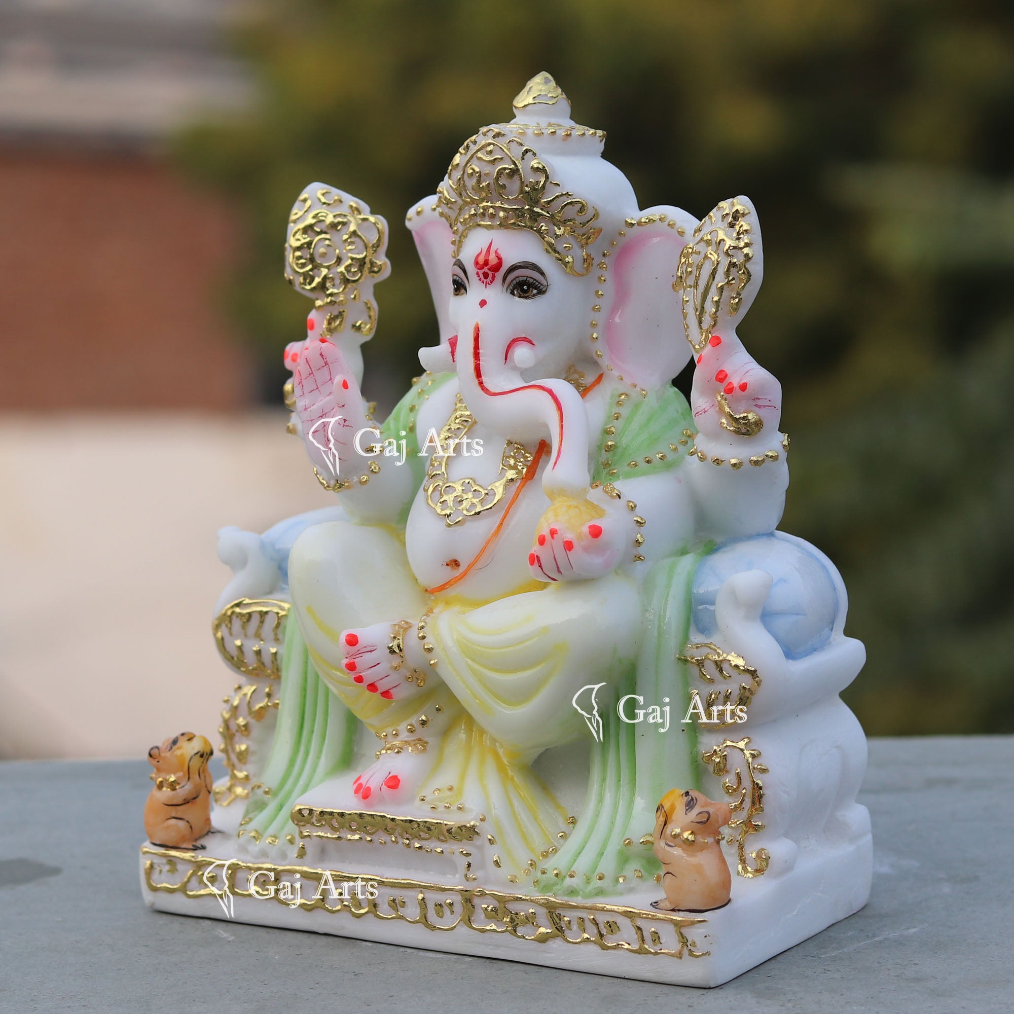 White Marble Ganesh Murti | 7 Inch