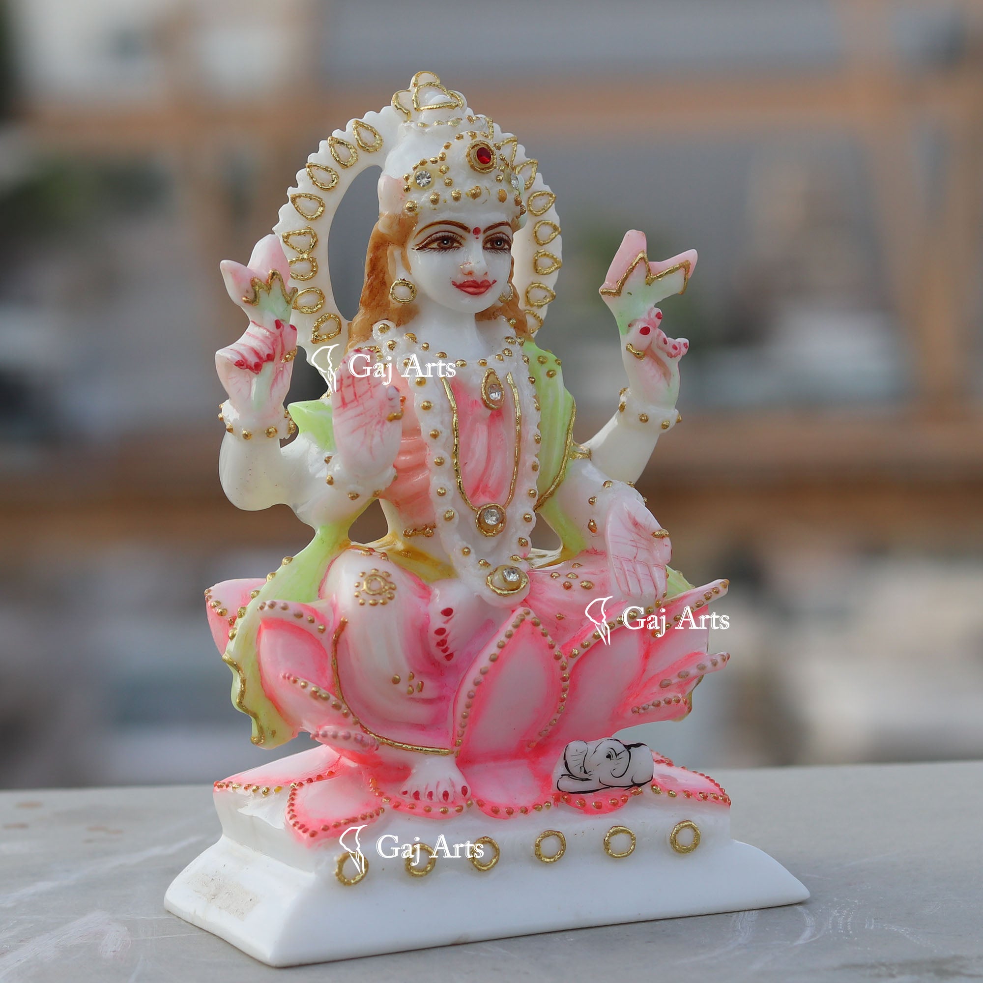 White Marble Lakshmi Mata Murti | 6 Inch