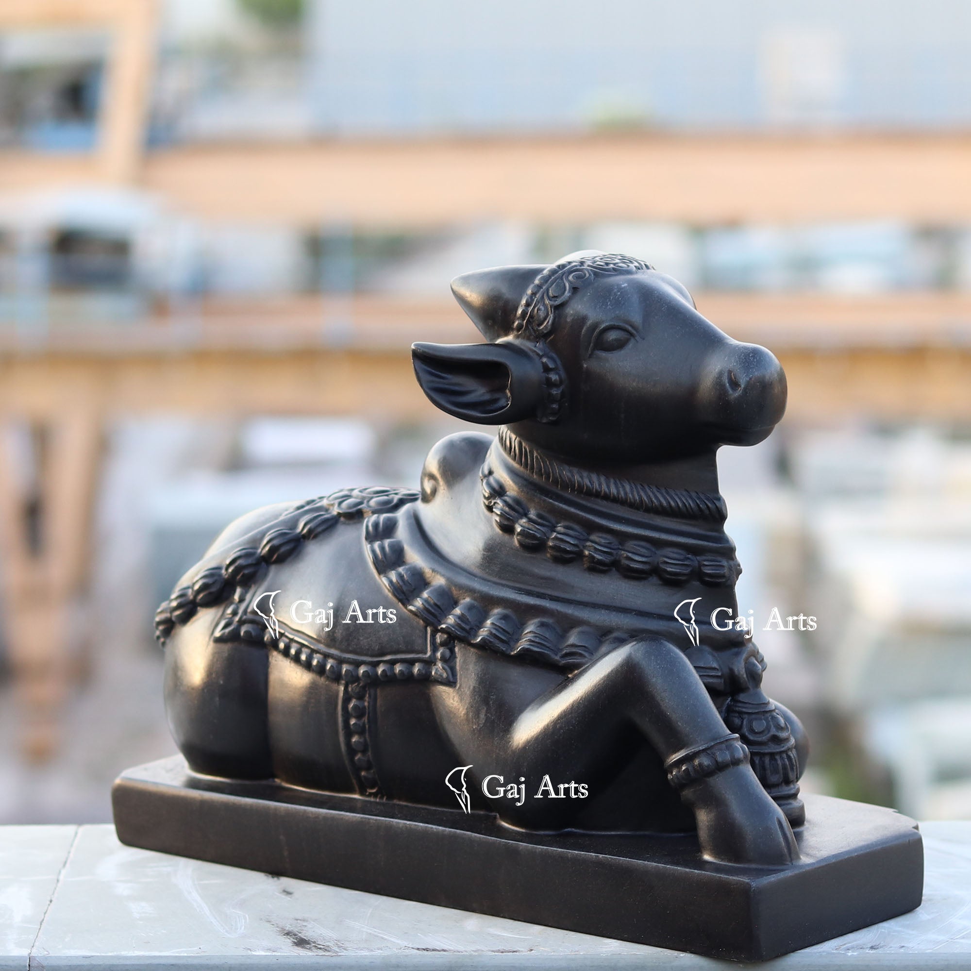 Black Marble Nandi Idol | 15 Inch
