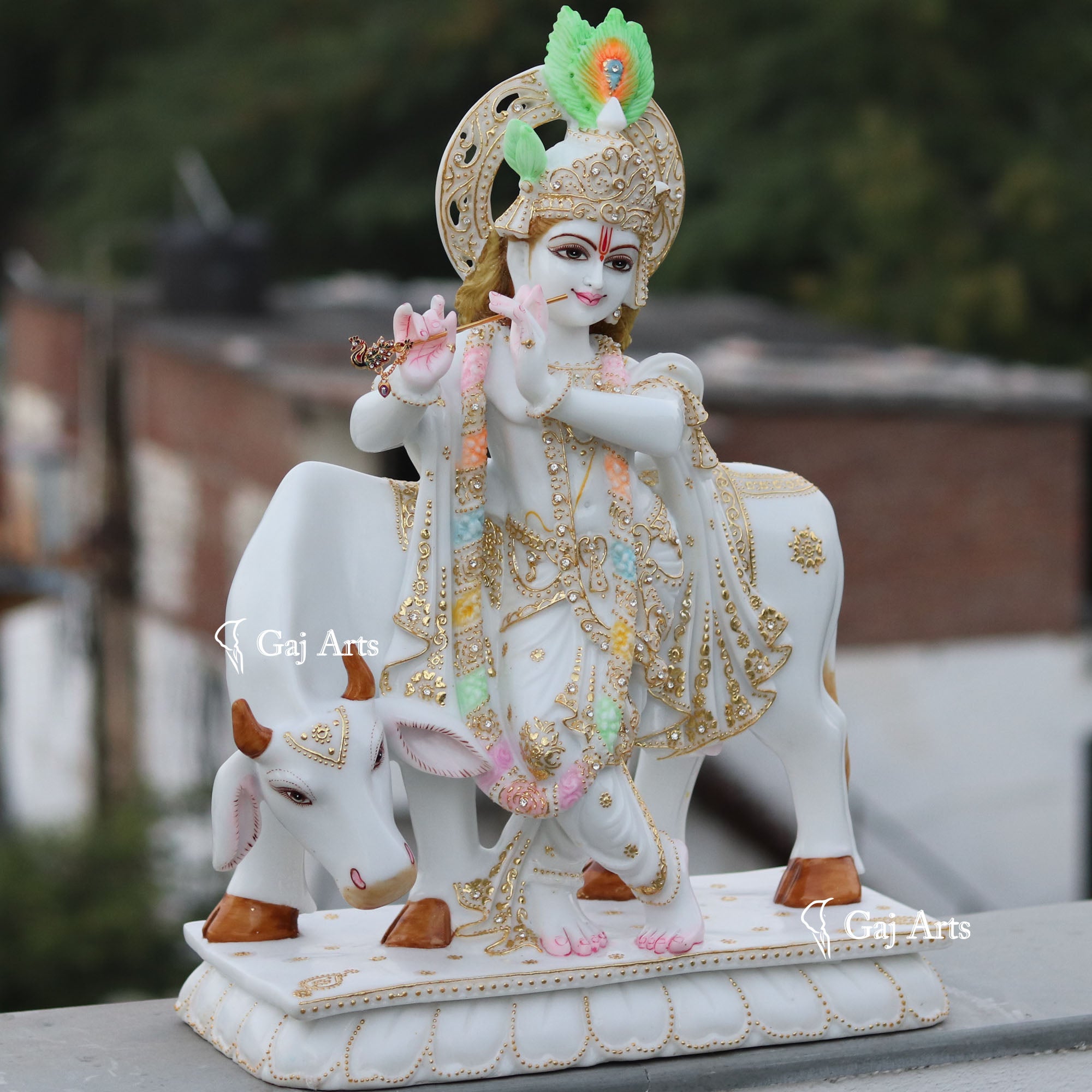 Super White Marble Ethiopia Go Gopal Murti | 24 Inch