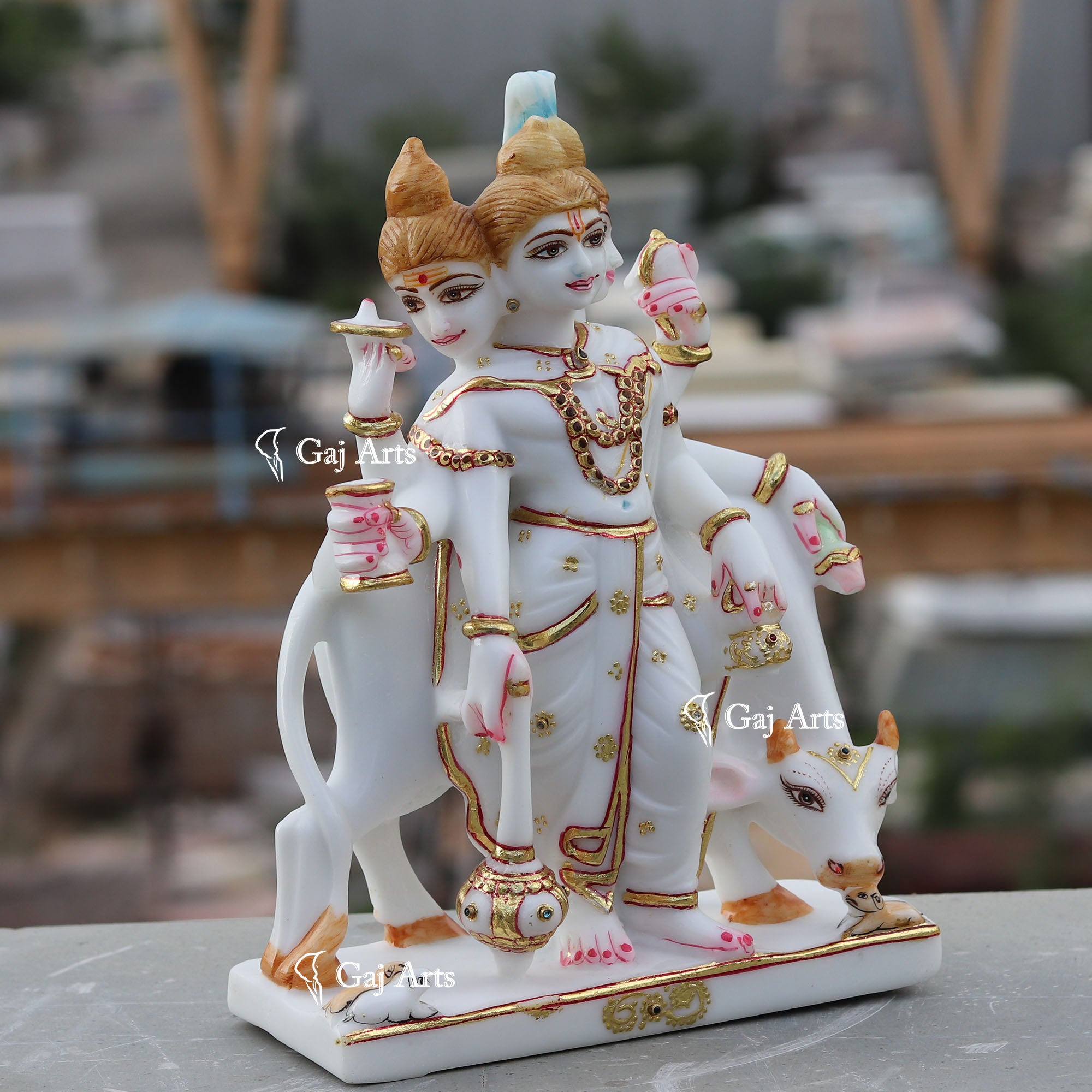 White Marble Ethiopia Dattatreya Idol | 12 Inch