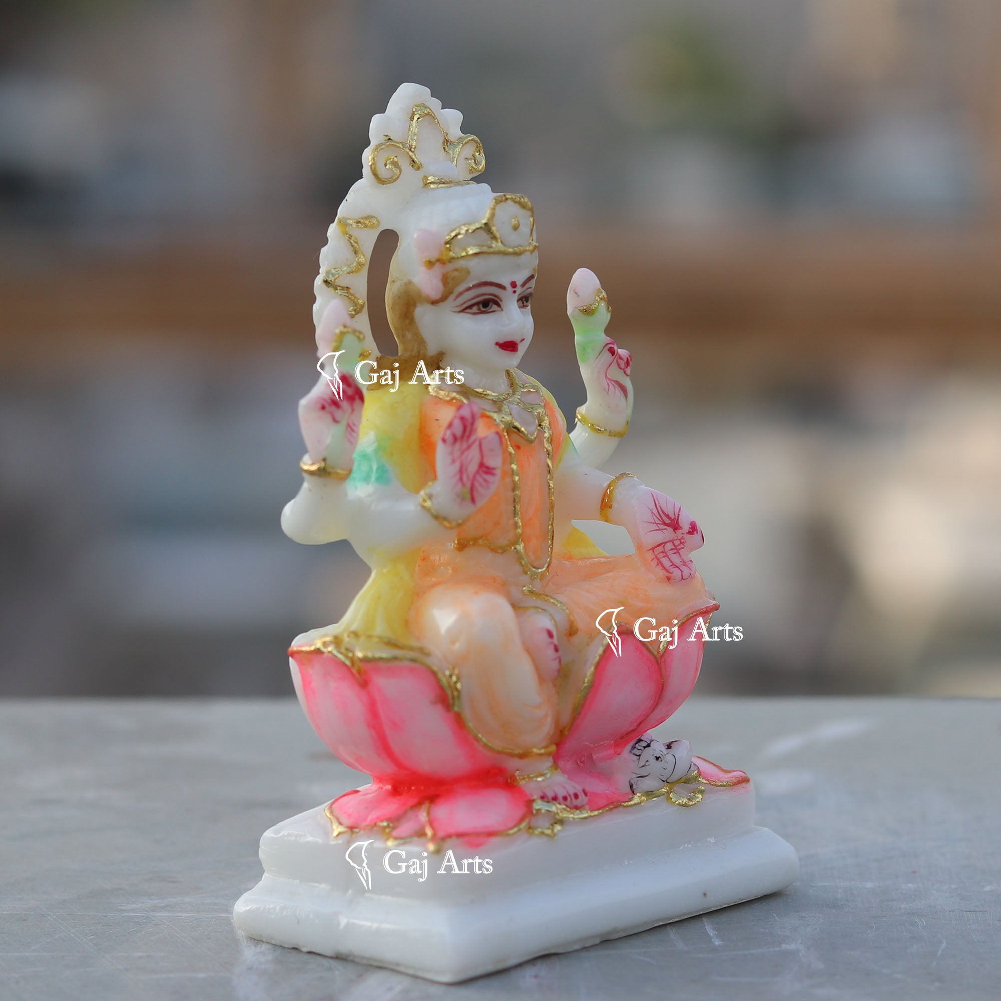 White Marble Ethiopia Lakshmi Mata Idol | 4 Inch