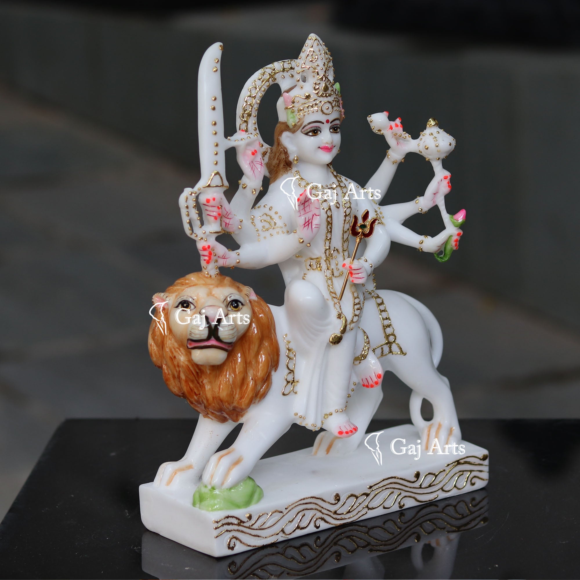 White Marble Durga Maa Idol | 12 Inch