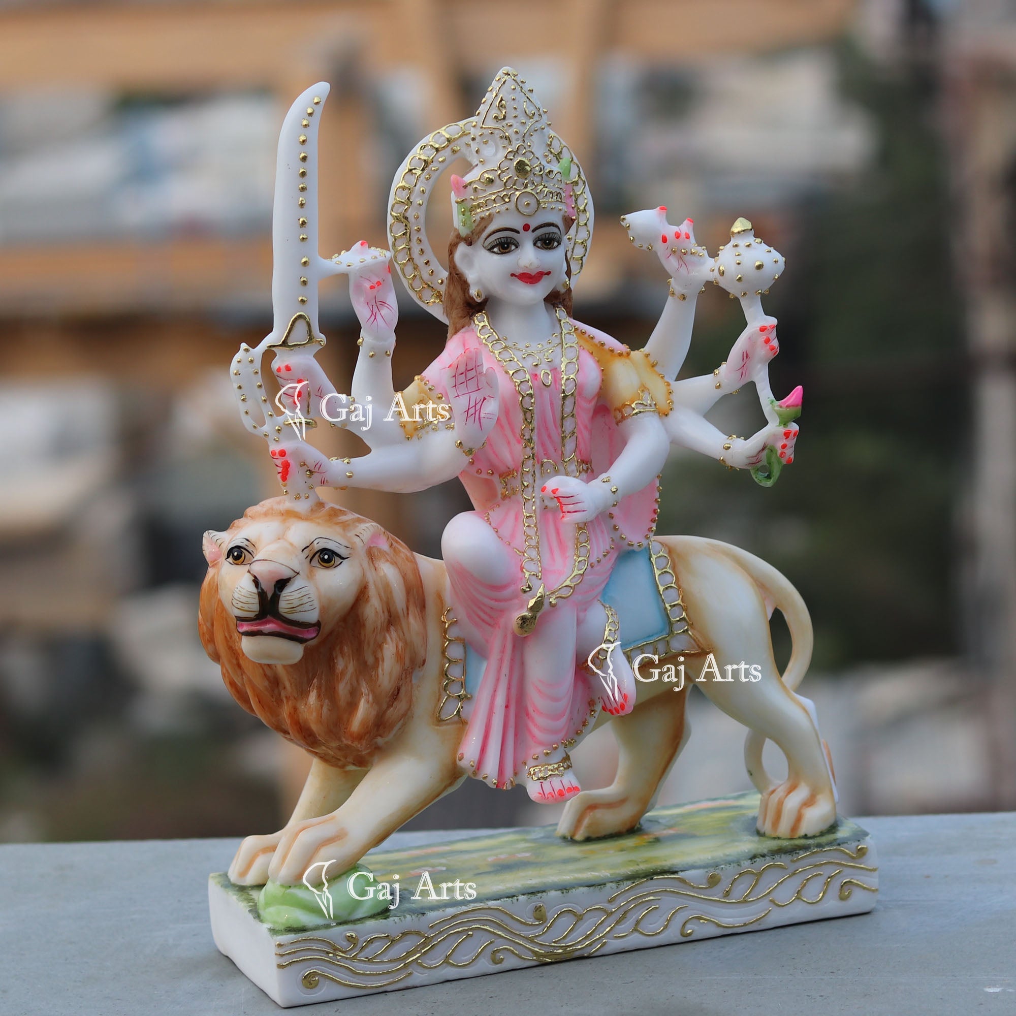 White Marble Durga Mata Statue | 12 Inch