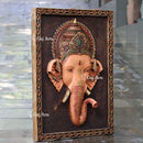 White Antique Finish  Ganpati Face Wall Panel | 48 Inch