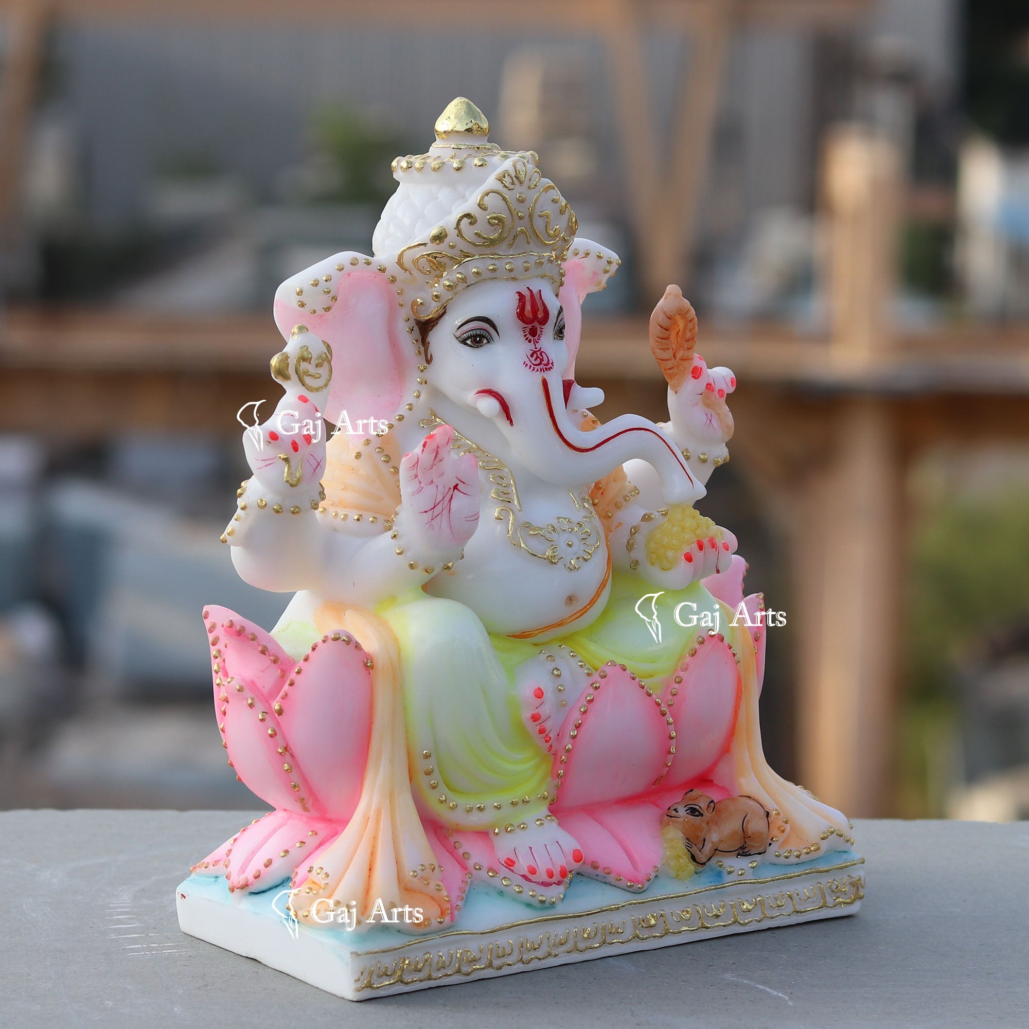 White Marble  Ethiopia Ganesh Murti | 9 Inch