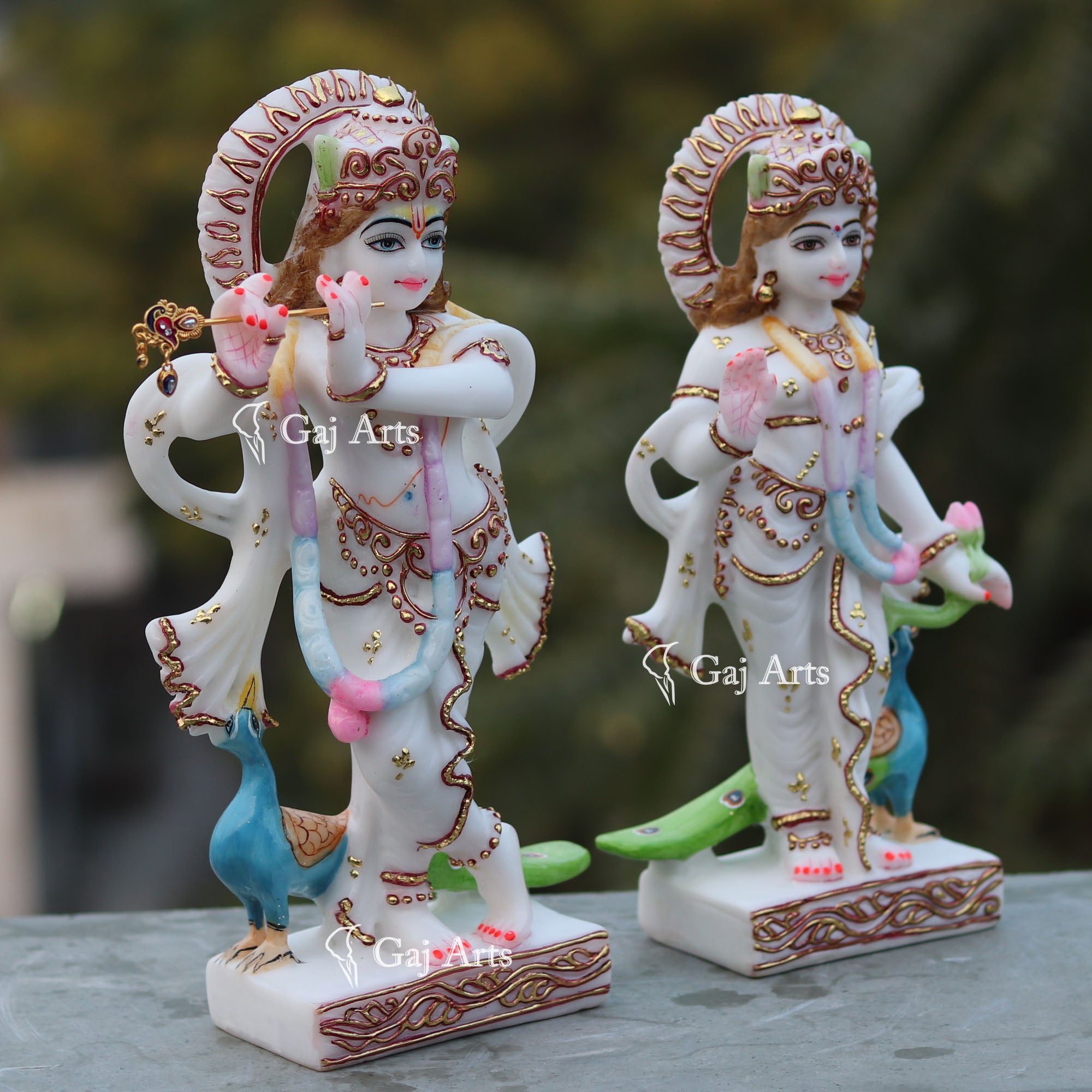 Radha Krishna Idol 12 Inch | White Marble