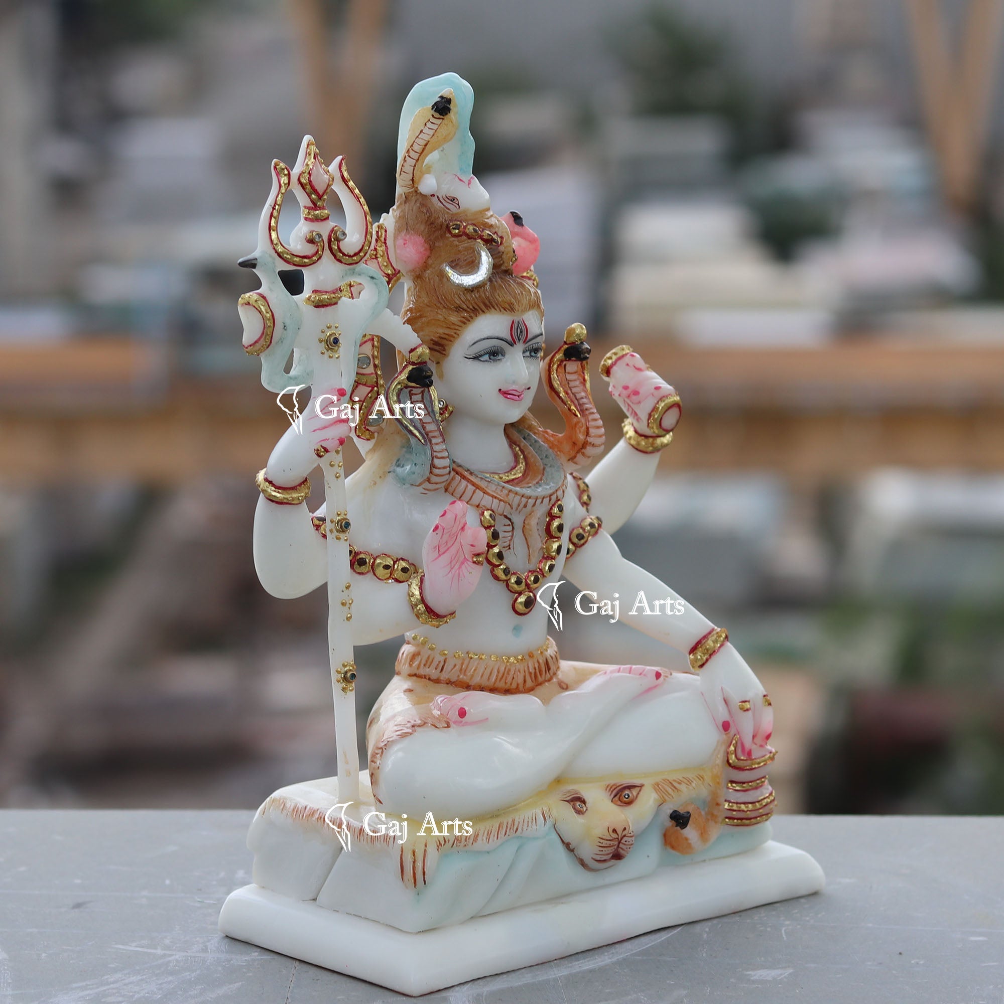White Ethiopia  Marble Lord Shiva Statue | 10 Inch