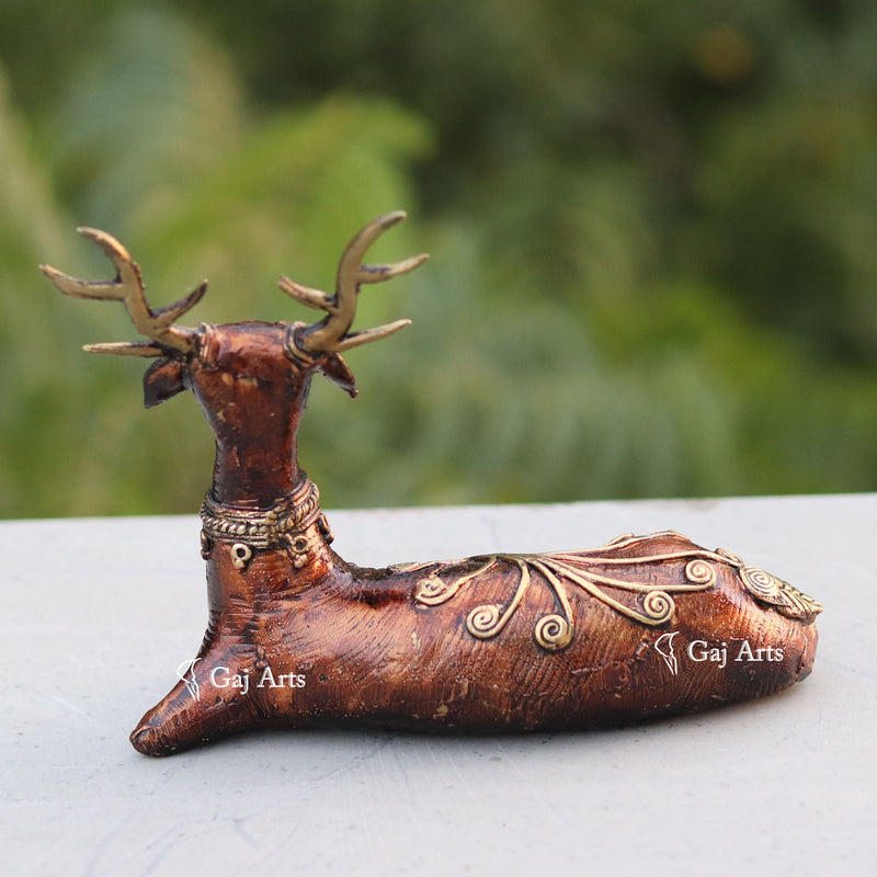 Dhokra Art Sitting Deer 5"