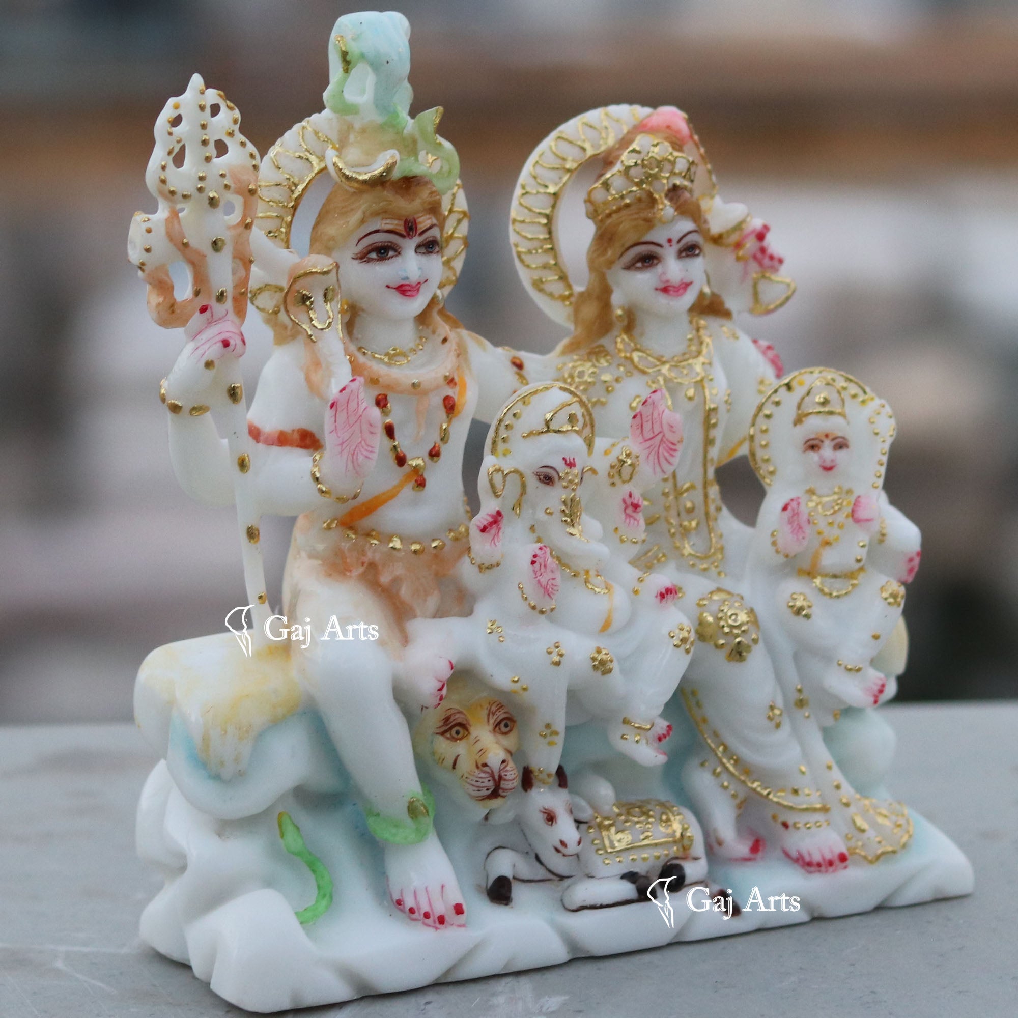 White Marble Shiv Parivar Statue | 7 Inch