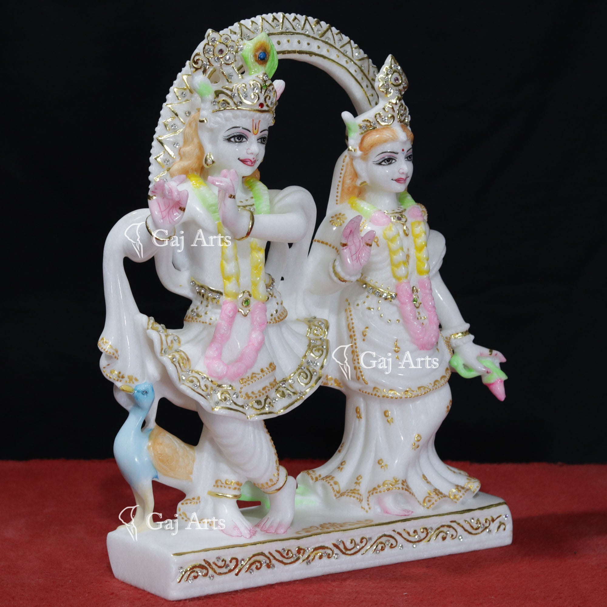 Super White Makrana Marble Radha Krishna Jugal Jodi Murti | 15 Inch