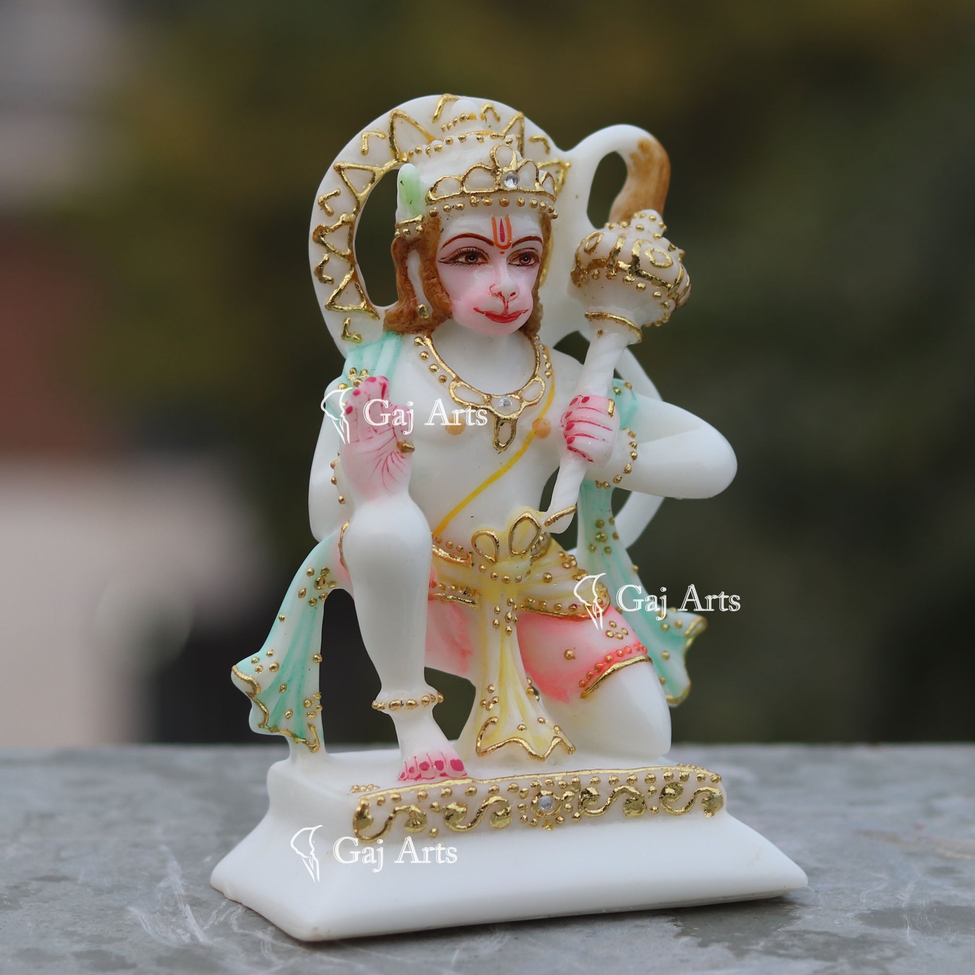 White Ethiopia Marble Hanuman Ji Idol | 6 Inch
