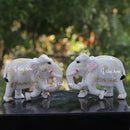 White Ethiopia Marble Elephant Statue | 9 Inch