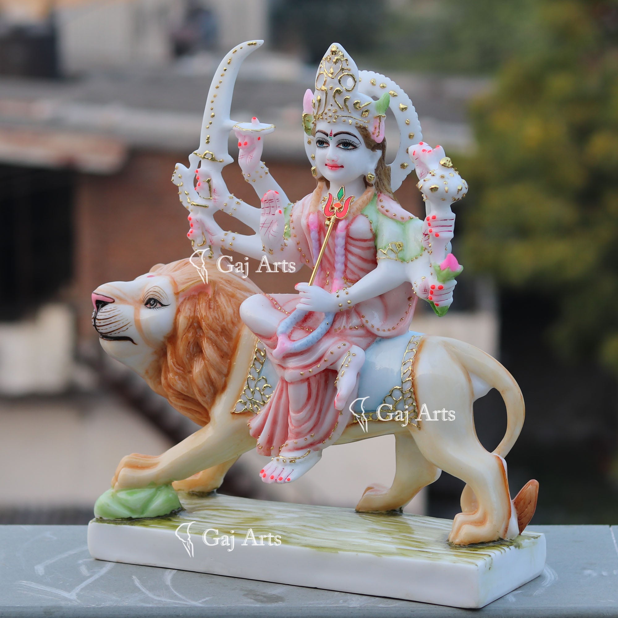 Elegant Durga Maa Marble Idol | 18 Inch