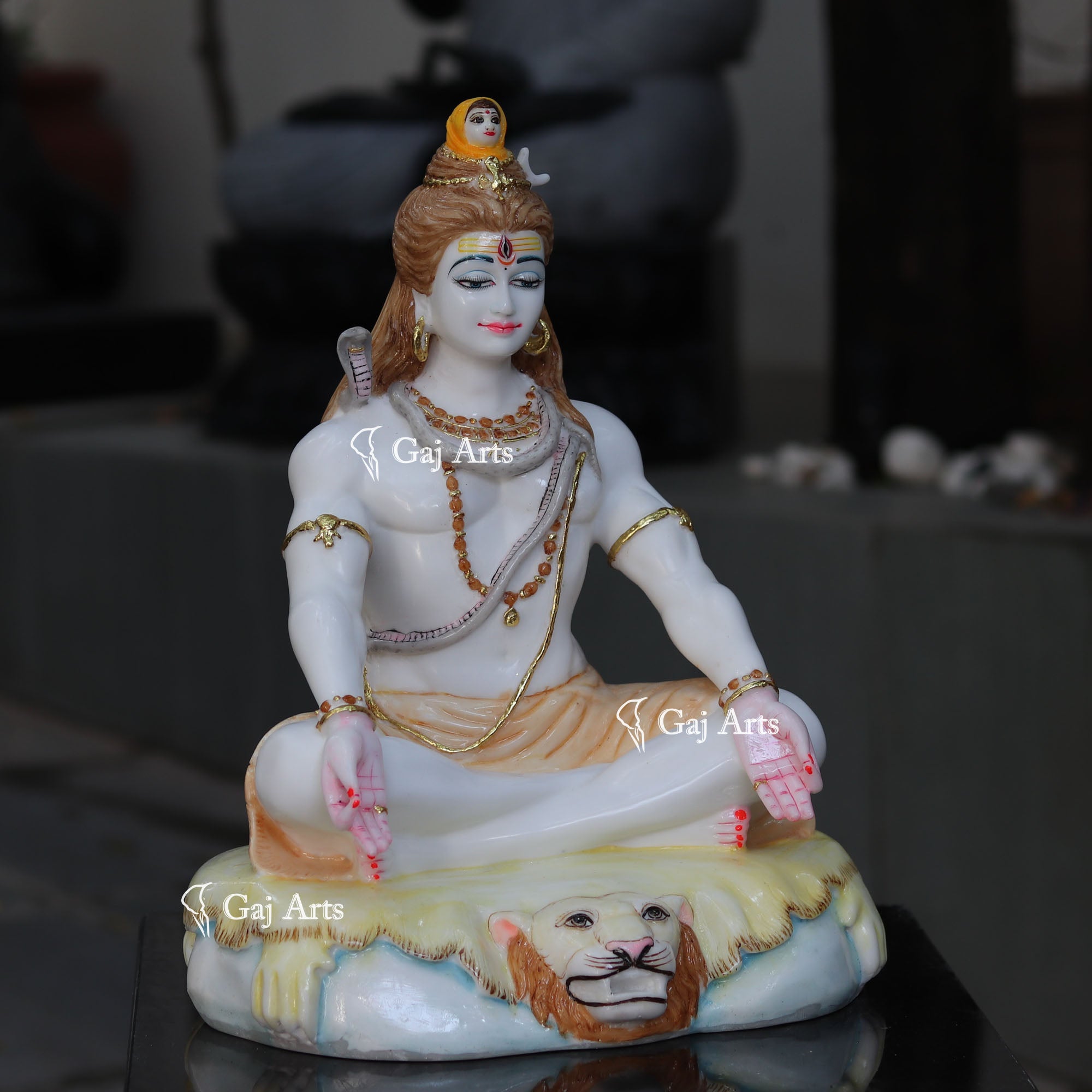 White Ethiopia Marble Shiva Statue | 18 Inch