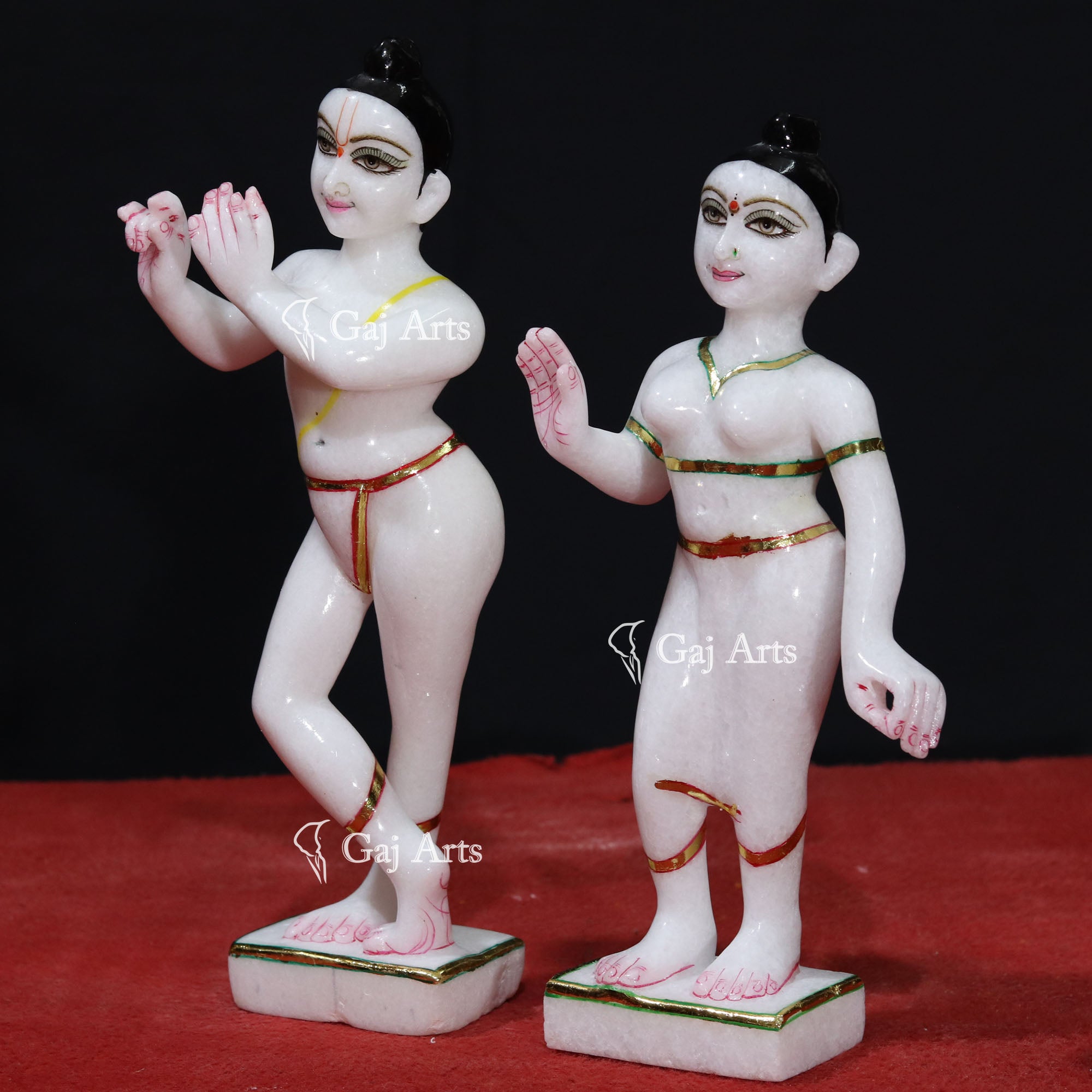 Super White Makrana Marble Iskon Radha Krishna Murti | 12 Inch