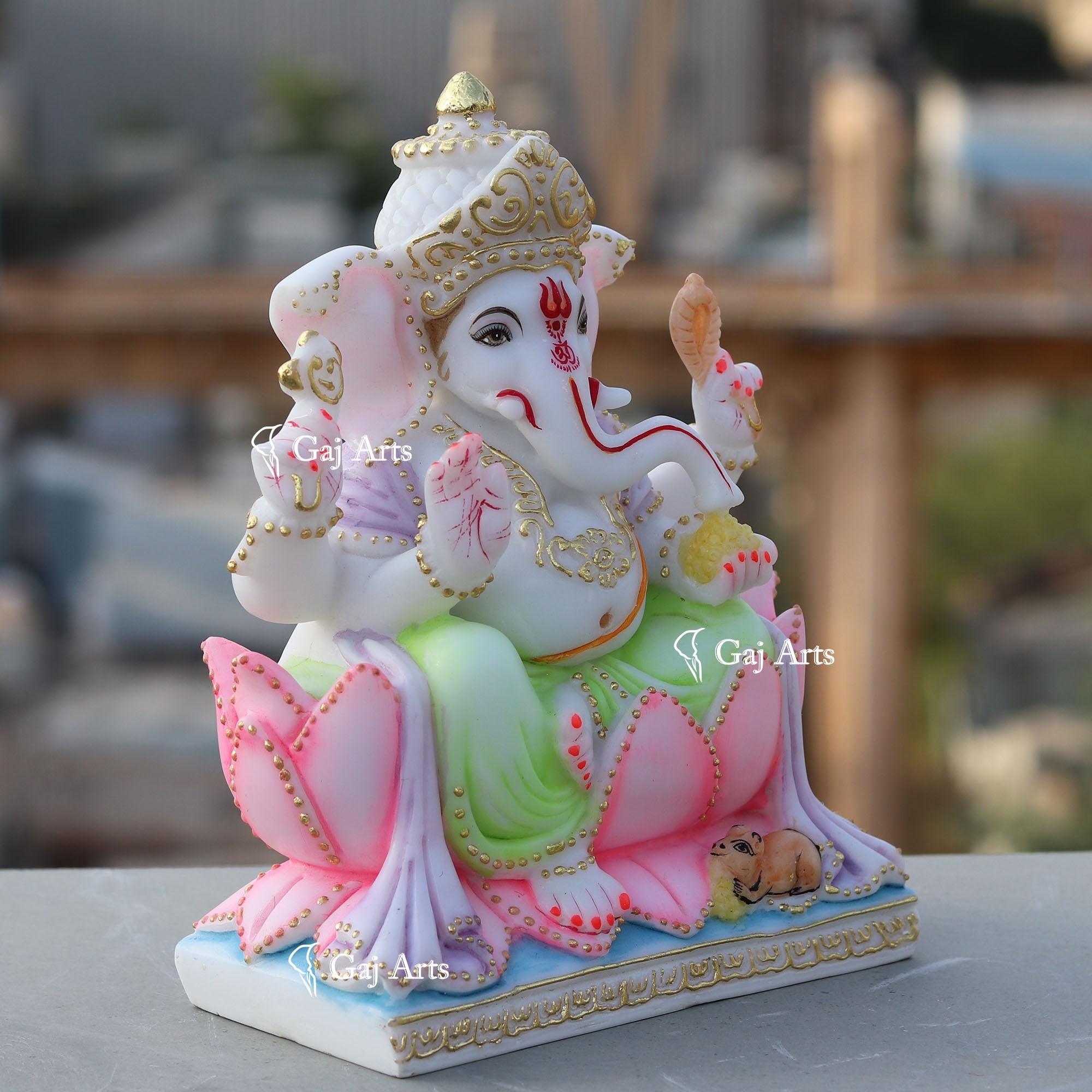 White Marble  Ethiopia Ganesh Murti | 9 Inch