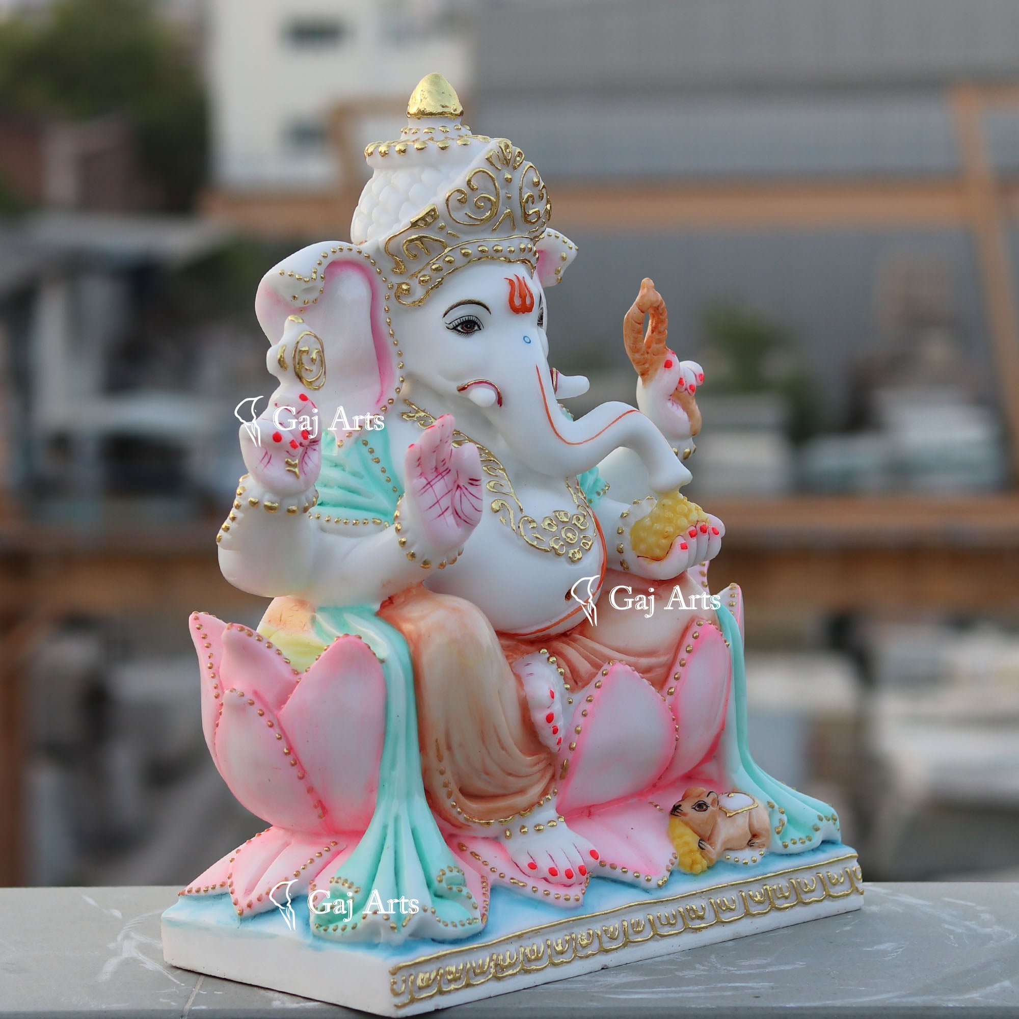 White Marble Ethiopia Ganesh Idol | 15 Inch