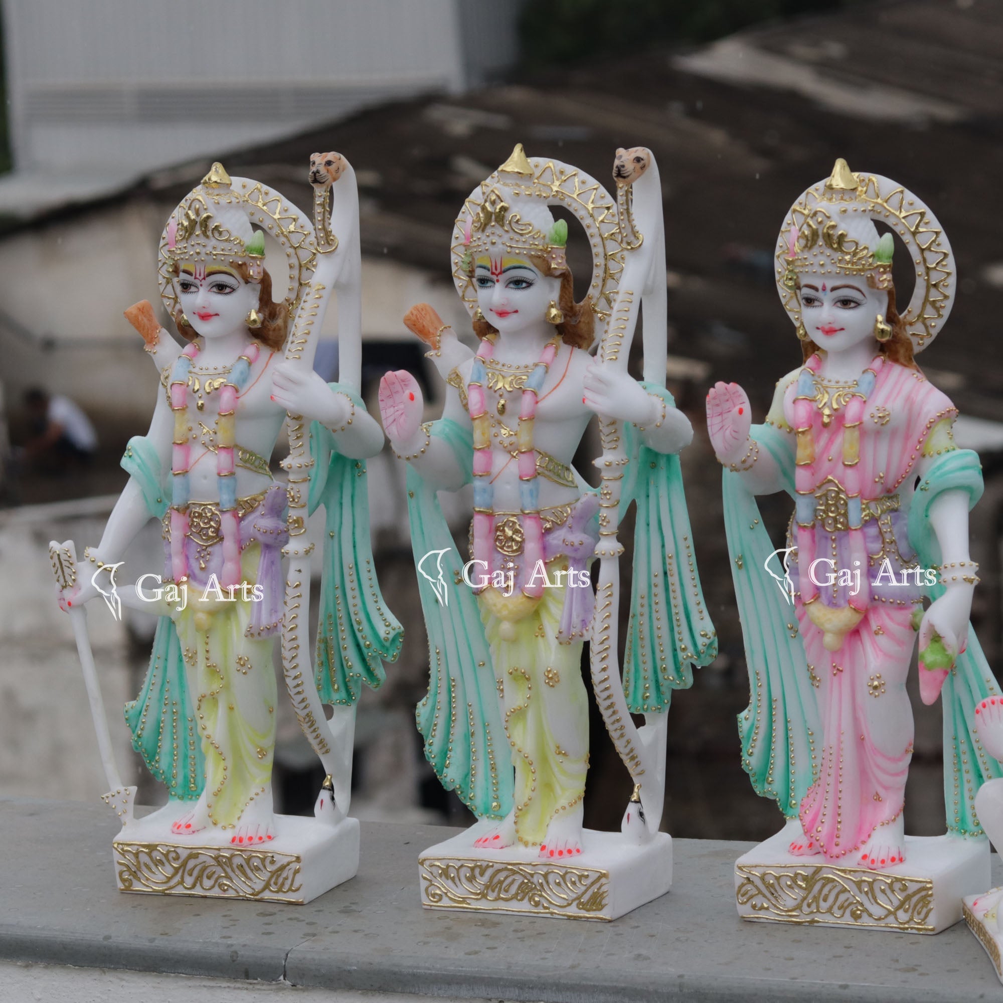 White Marble Ram Jodi Idol | 15 Inch