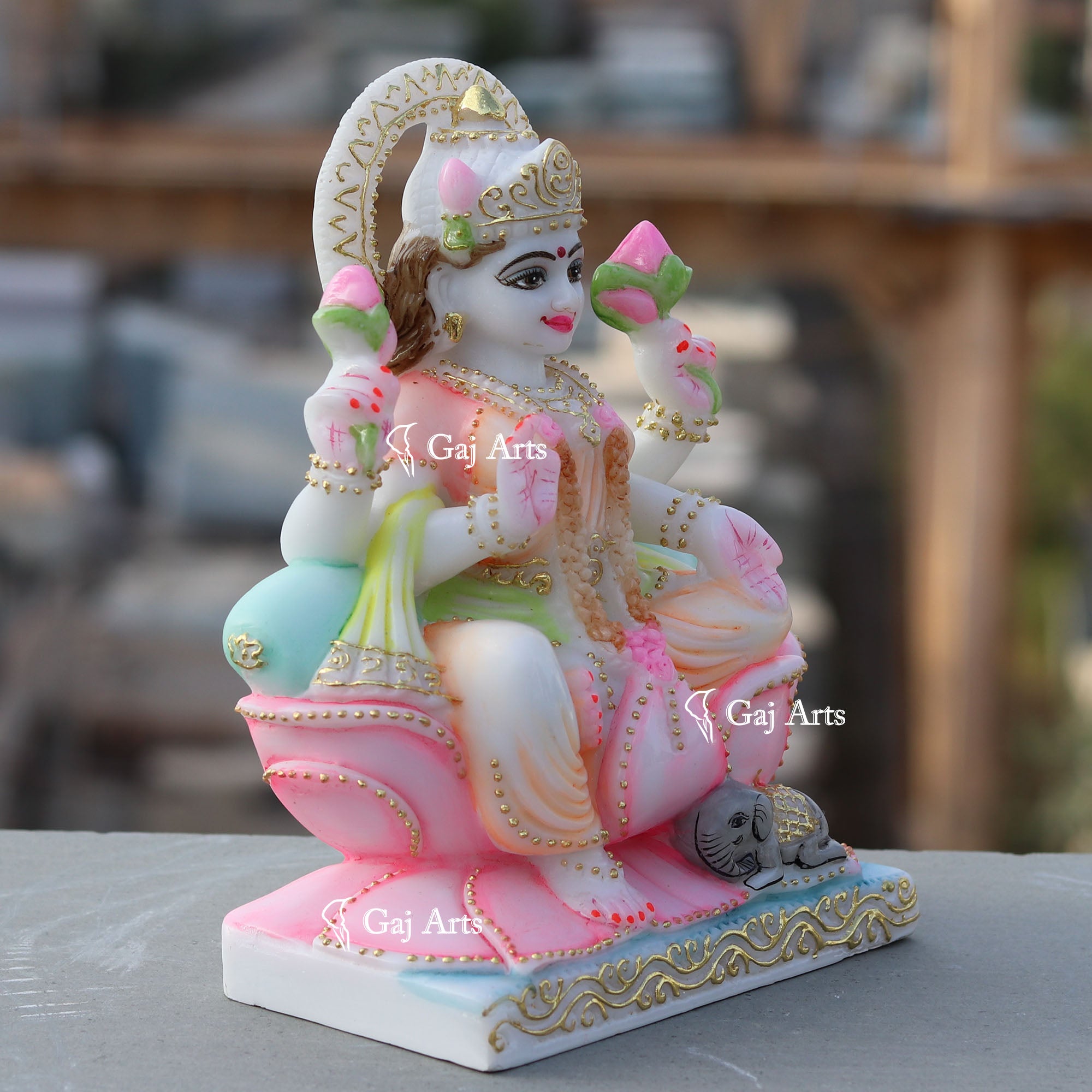 White Marble Lakshmi Mata Statue | 9 Inch