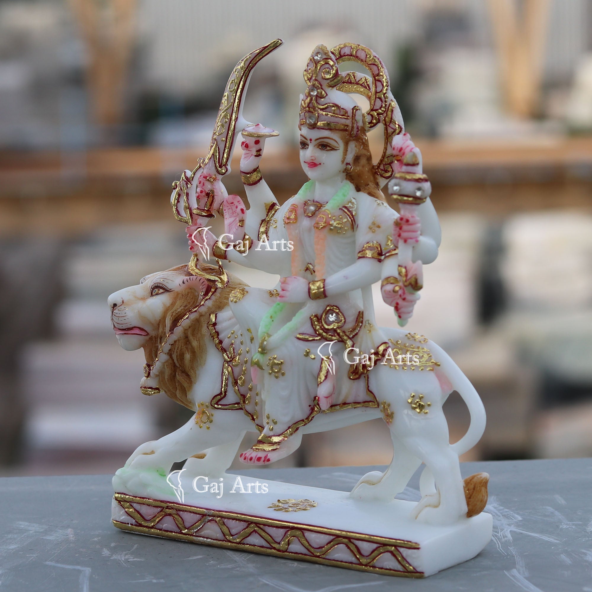 White Marble Durga Maa Statue | 7 Inch